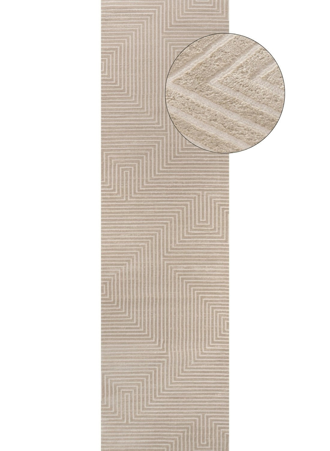 Rackhams Beige/Cream Carmel - Geometric Rug | 6050 - 80X300 Cm