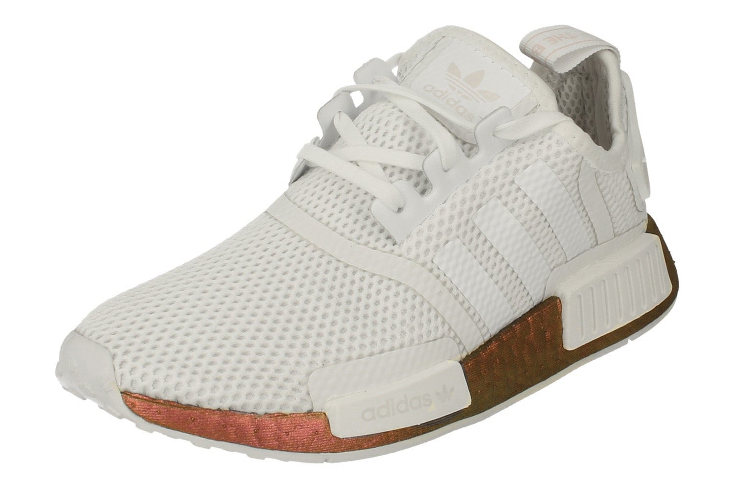 Adidas Boys White/Gold Originals Nmd_r1 Junior Sneakers Fv1689 - Uk 3.5 | Us 4 | Eu 36