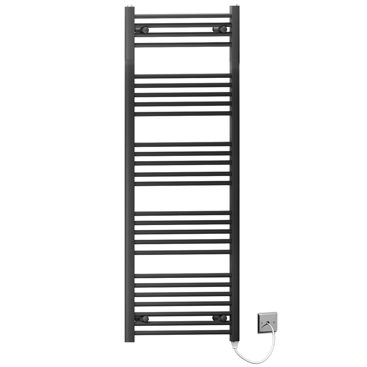 Myhomeware Black 500 X 1400Mm Flat Electric Pre-Filled Heated Towel Rail Radiator For Bathroom Designer Standard Element