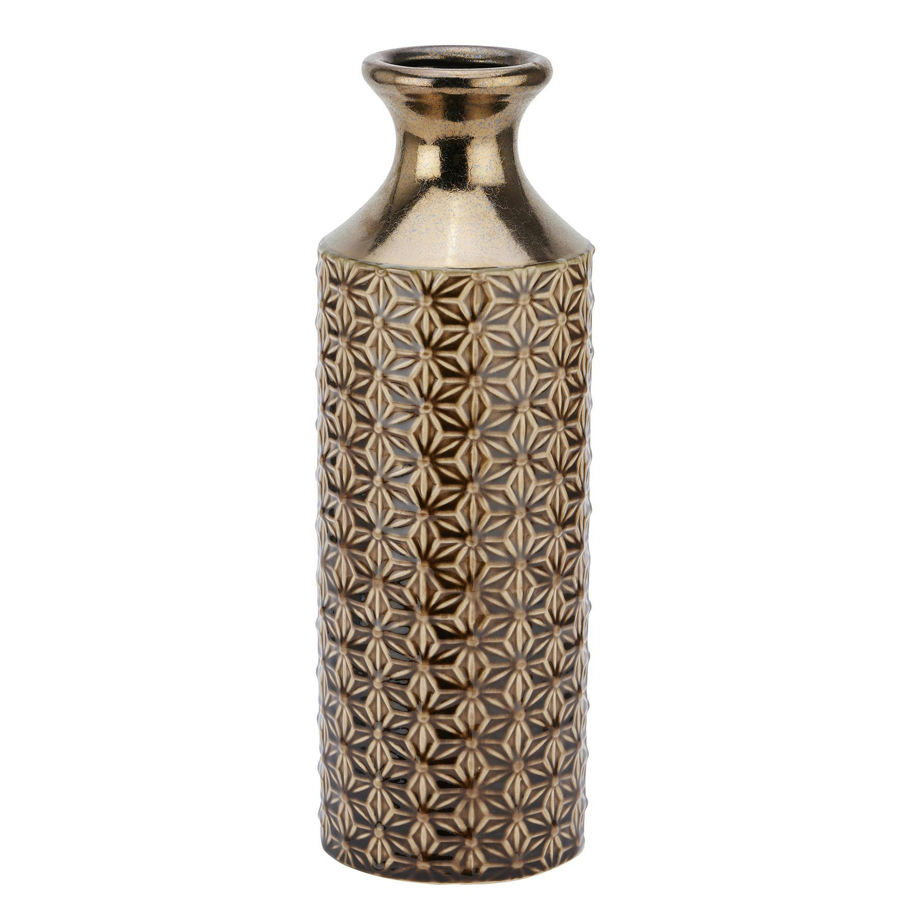 Hill Interiors Seville Collection Deco Motif Vase - Caramel - 40Cm X 14Cm X 14Cm - Caramel - 100% Mixed