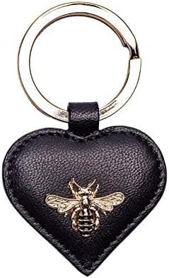 Mala Leather Black Leather Bumble Bee Keyring With Gift Dustbag