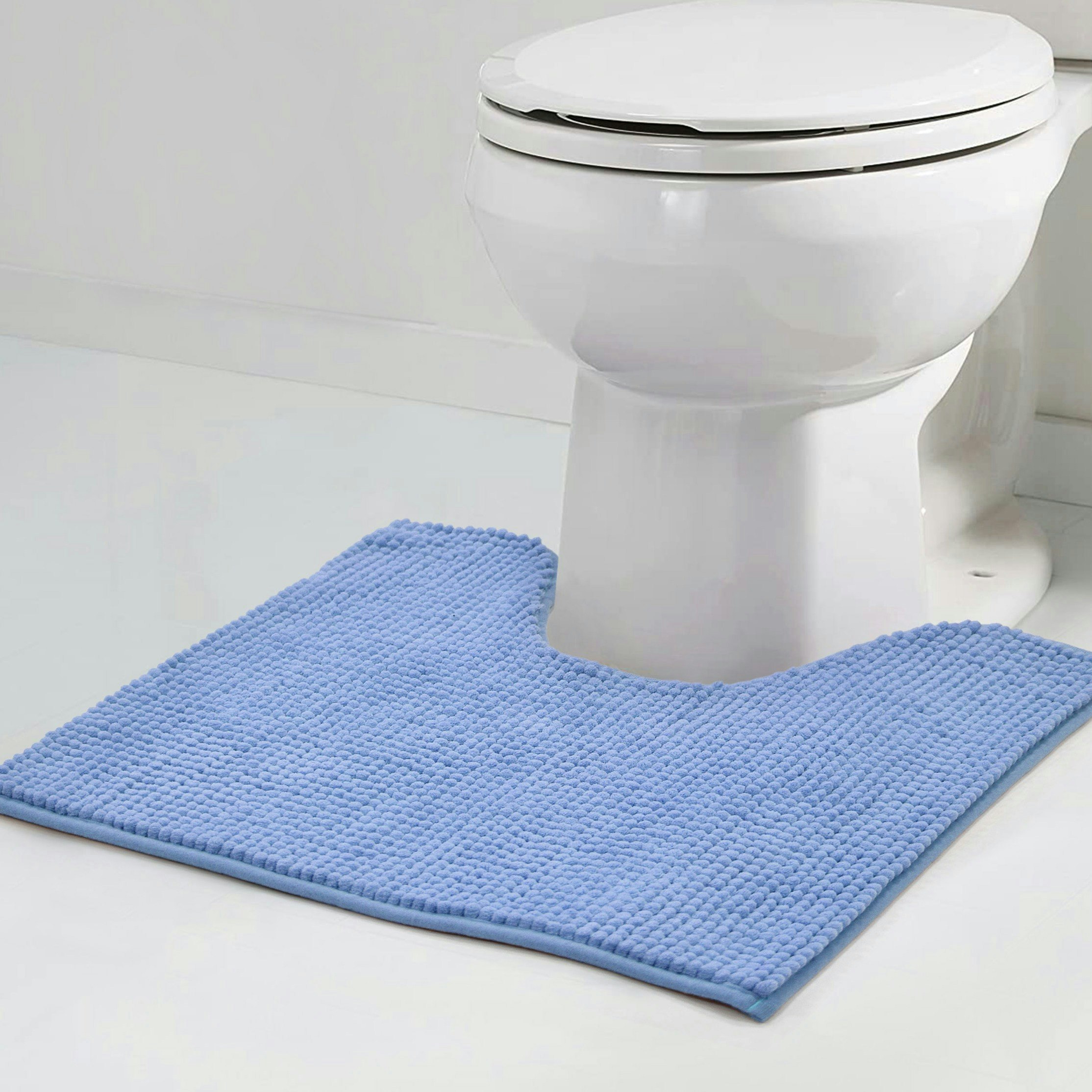 Velosso Blue Shaggy Noodle Pedestal Mat Antislip