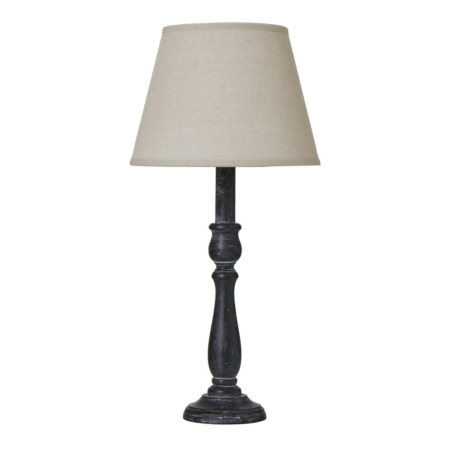 Rackhams Grey Ravenna Column Linen Table Lamp (Uk Plug) - 40Cm X 11Cm X 11Cm - 100% Mixed