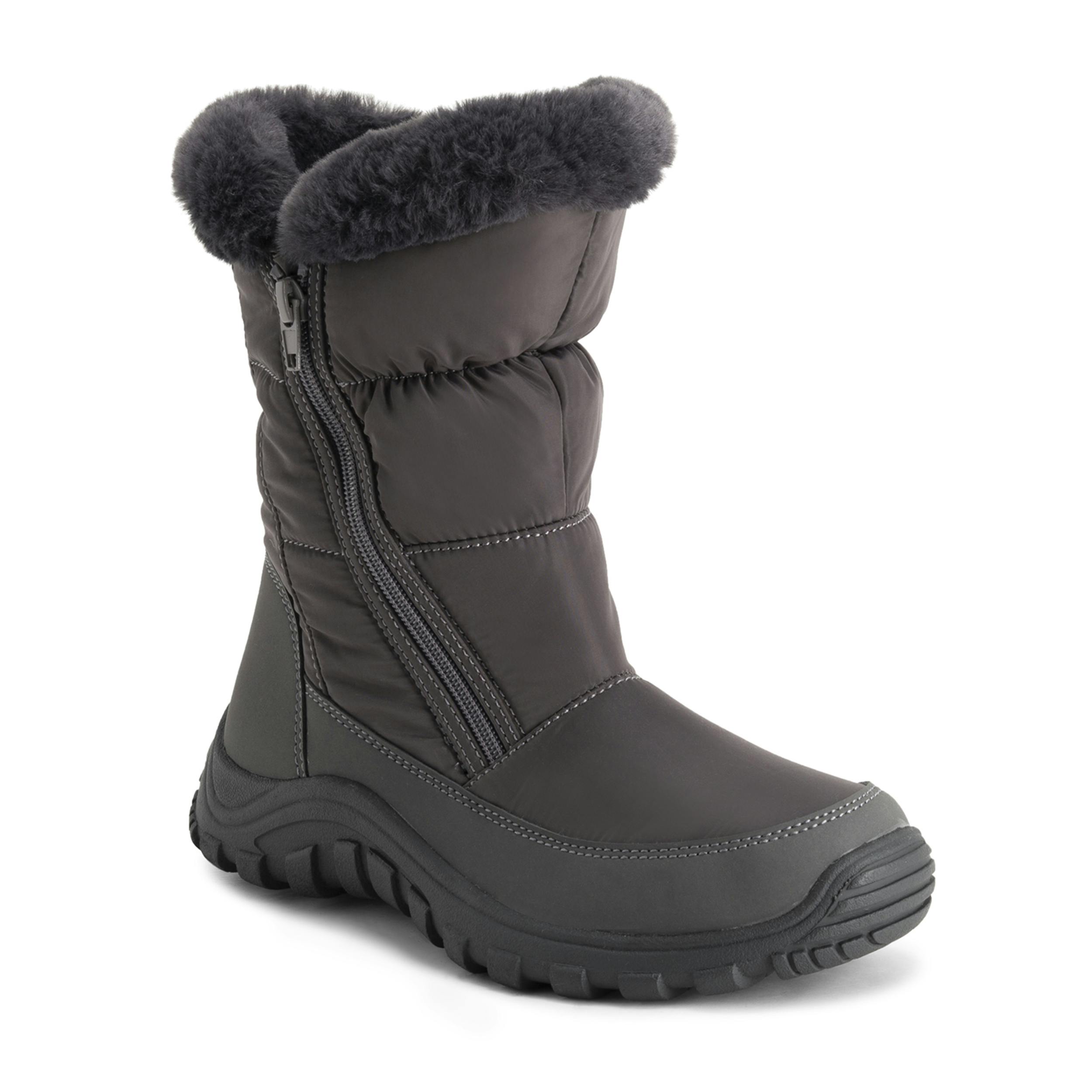 Viva Women's Grey Polar Memory Foam Nylon Thick Faux Fur Lined Winter Boots - 5