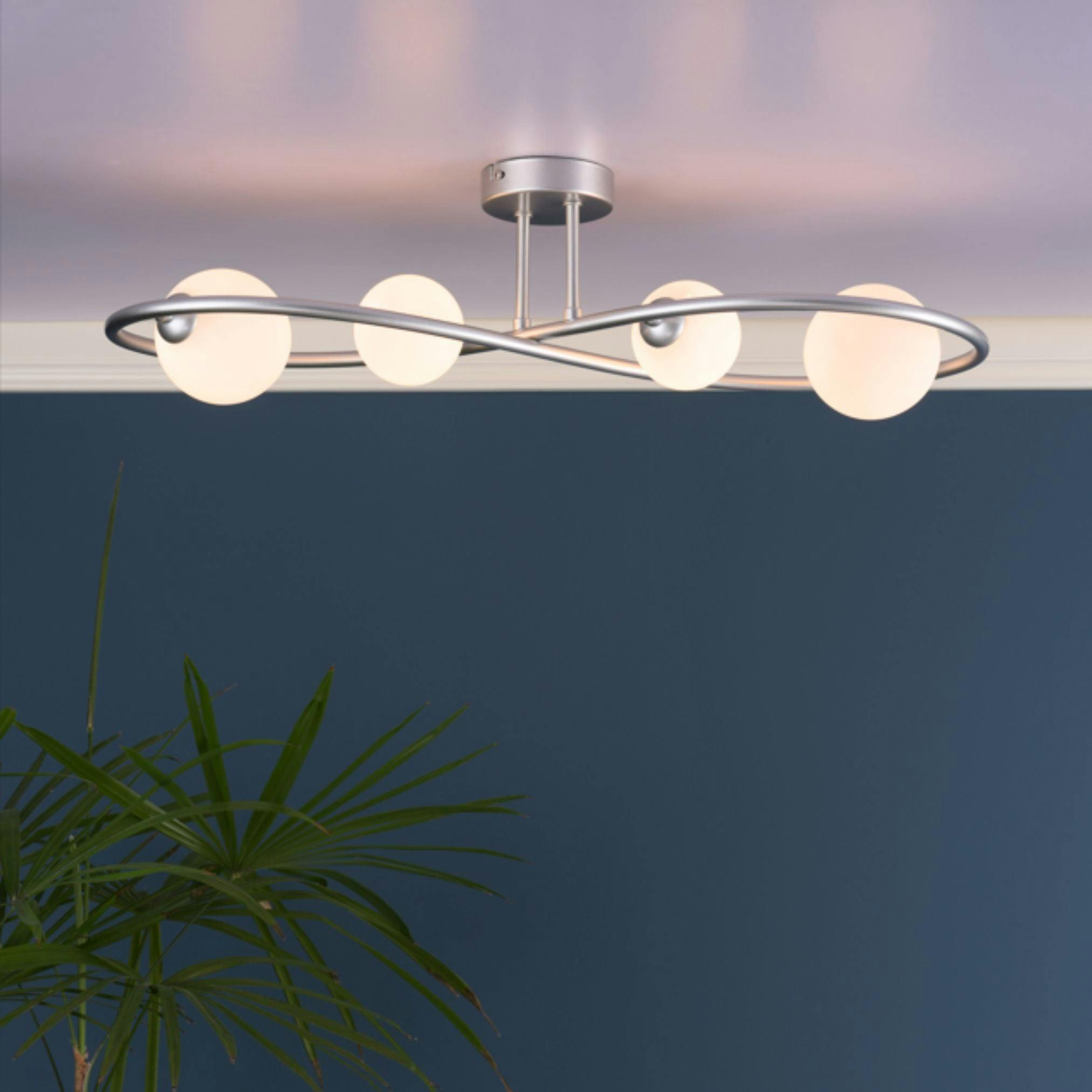 Rackhams Light/Silver Lena 4 Matte Semi Flush Ceiling