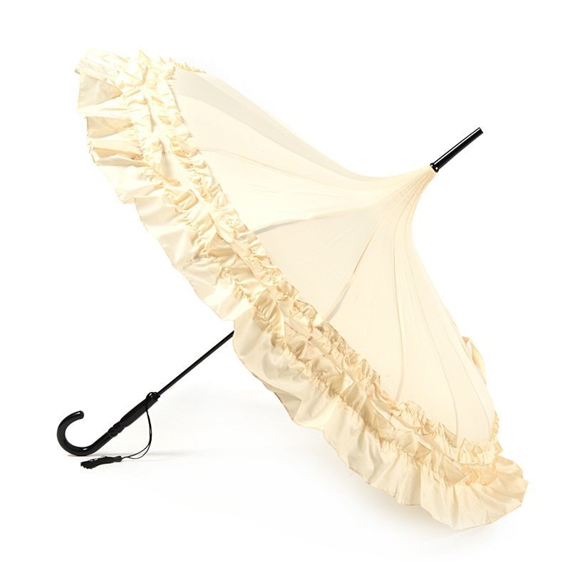 Soake Beige Classic Frilled Pagoda Umbrella 90Cm