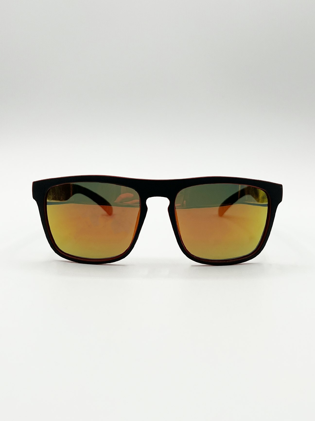 Svnx Orange/Black/Red Matte Wayfarer Sunglasses With Case - Polarised With Mirro Lens - One Size