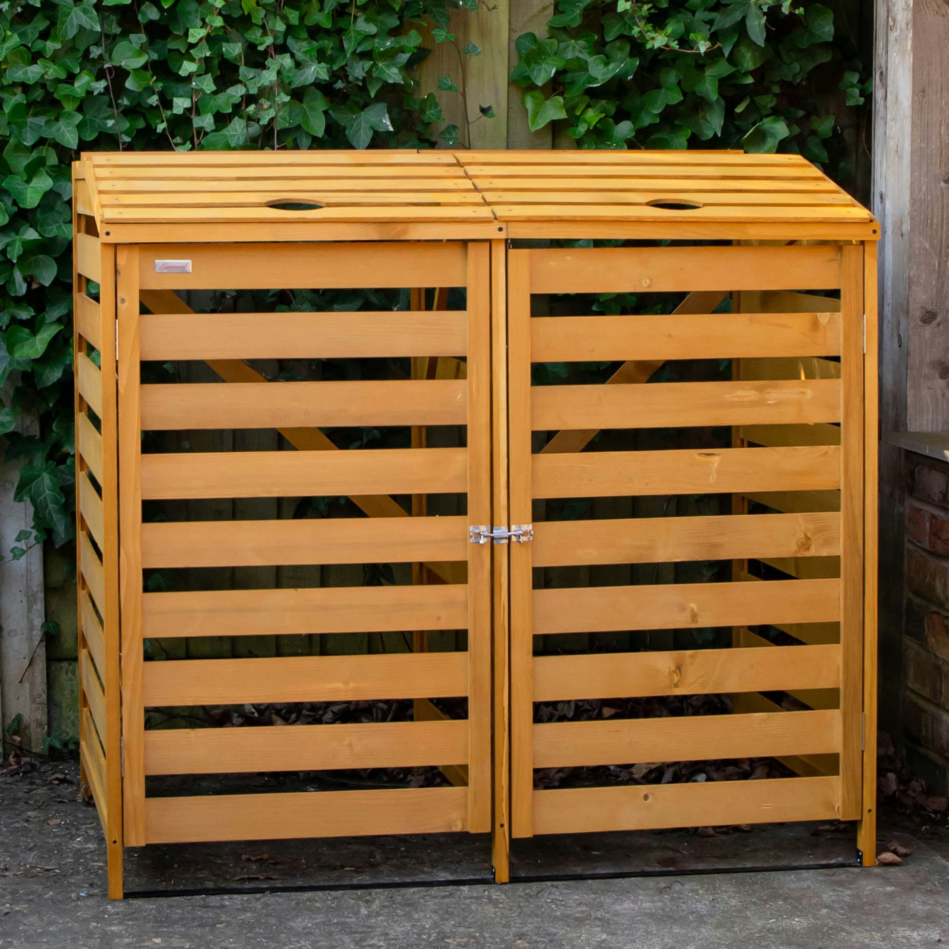 Rackhams 1.33M X 1.25M Large Wooden Outdoor Garden Double Wheelie Bin Store Storage For 2 Bins - Bin Stores