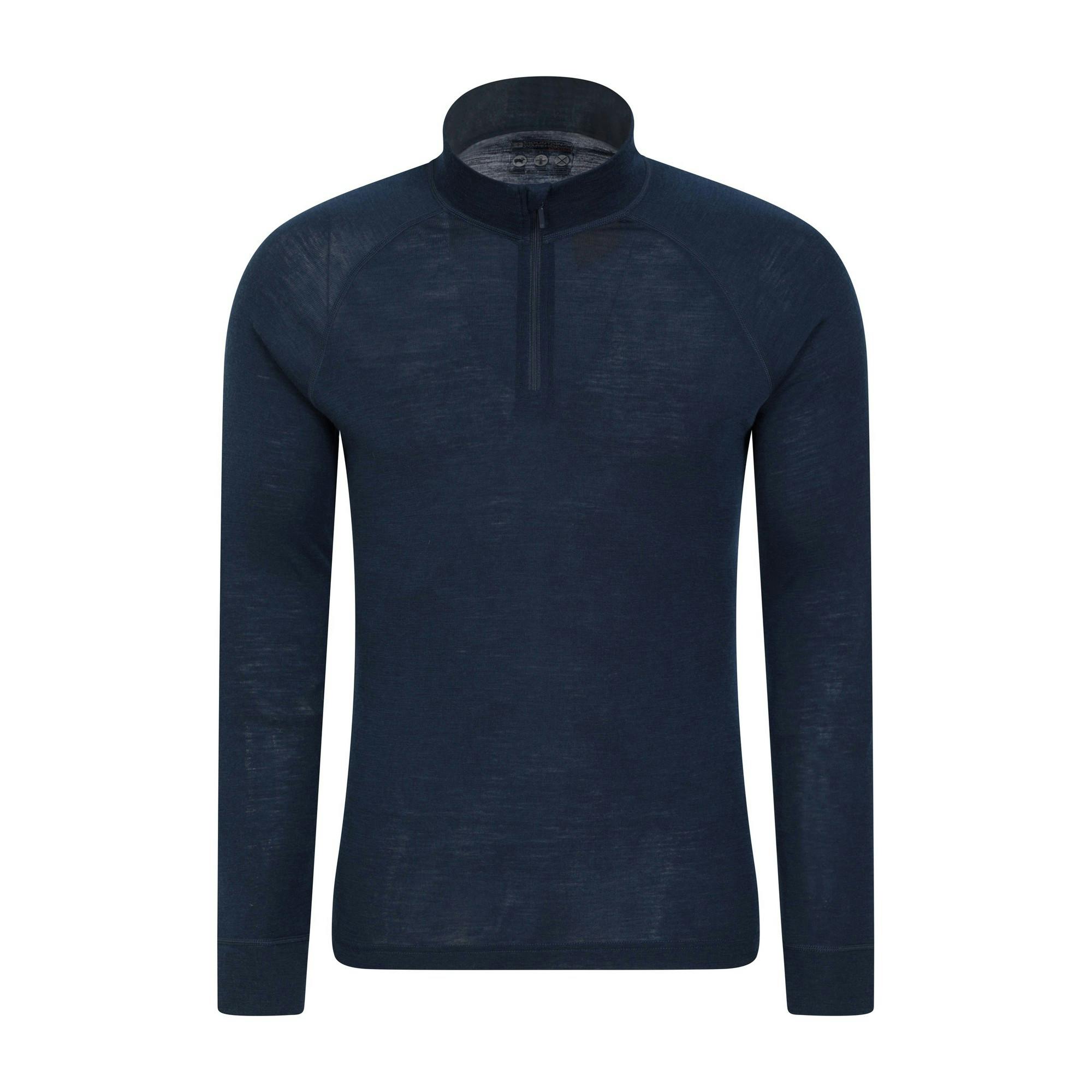 Mountain Warehouse Men's Merino Ii Base Layer Top - Navy - 4XL - Navy - 80% Merino Wool/20% Polyester