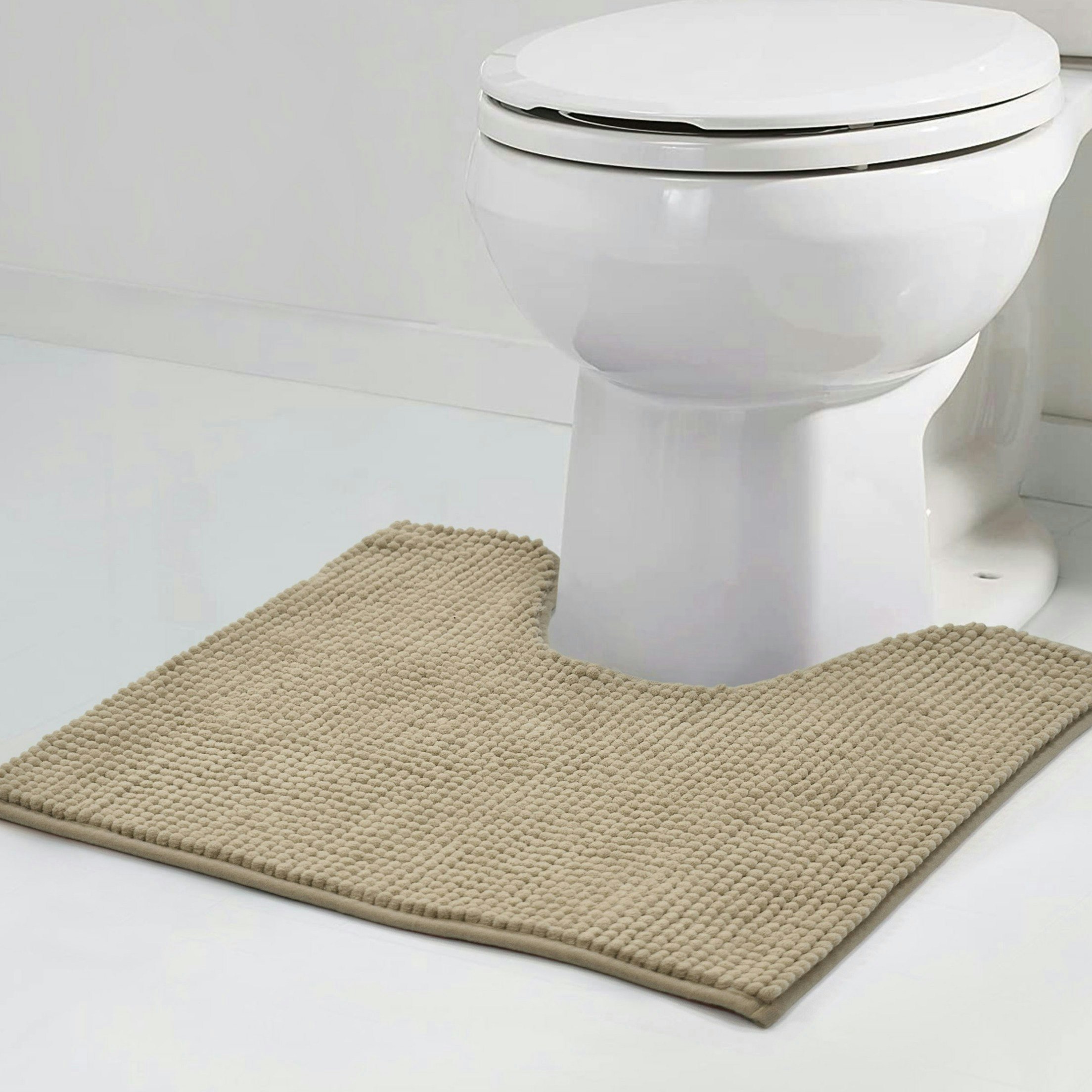 Rackhams Cream Shaggy Noodle Pedestal Mat Antislip