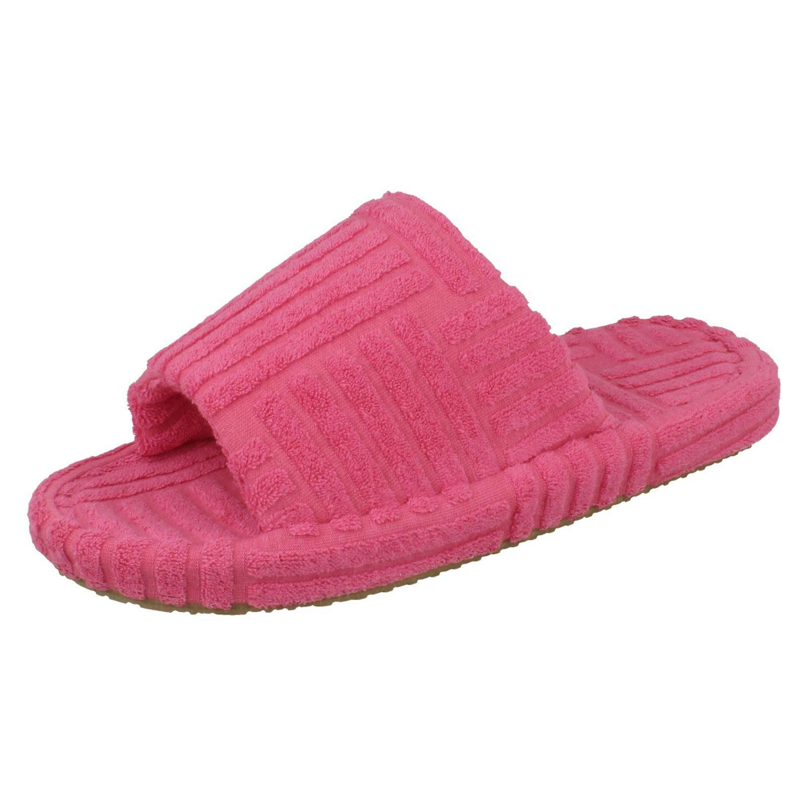 Spot On Women's Pink Towelling Slippers X2127 - Uk 5/6