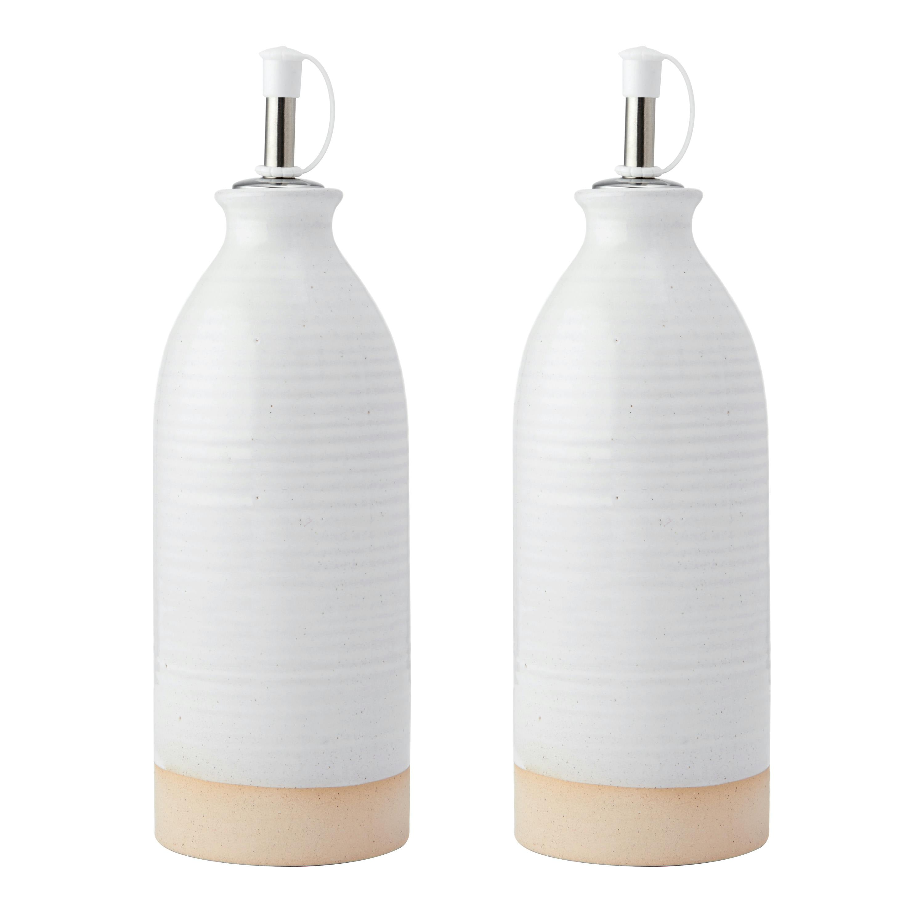 Rackhams Cream Idilica Oil And Vinegar Bottles, Set Of 2, 450Ml - Ceramic - Oil And Vinegar Bottle
