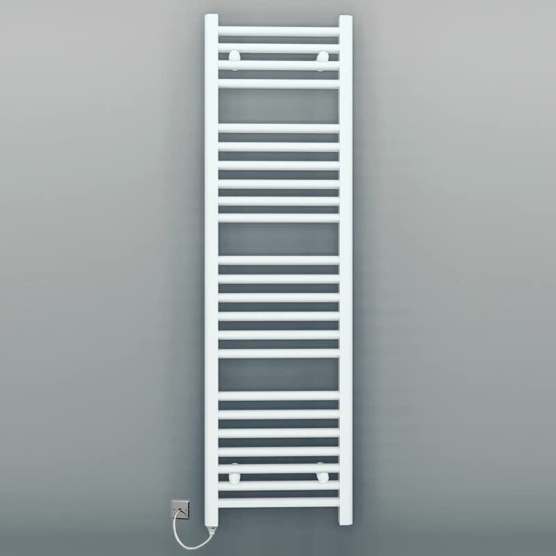 Rackhams White 400 X 1200 Mm Straight Electric Pre-Filled Towel Rail Radiator For Designer Bathroom Standard Element