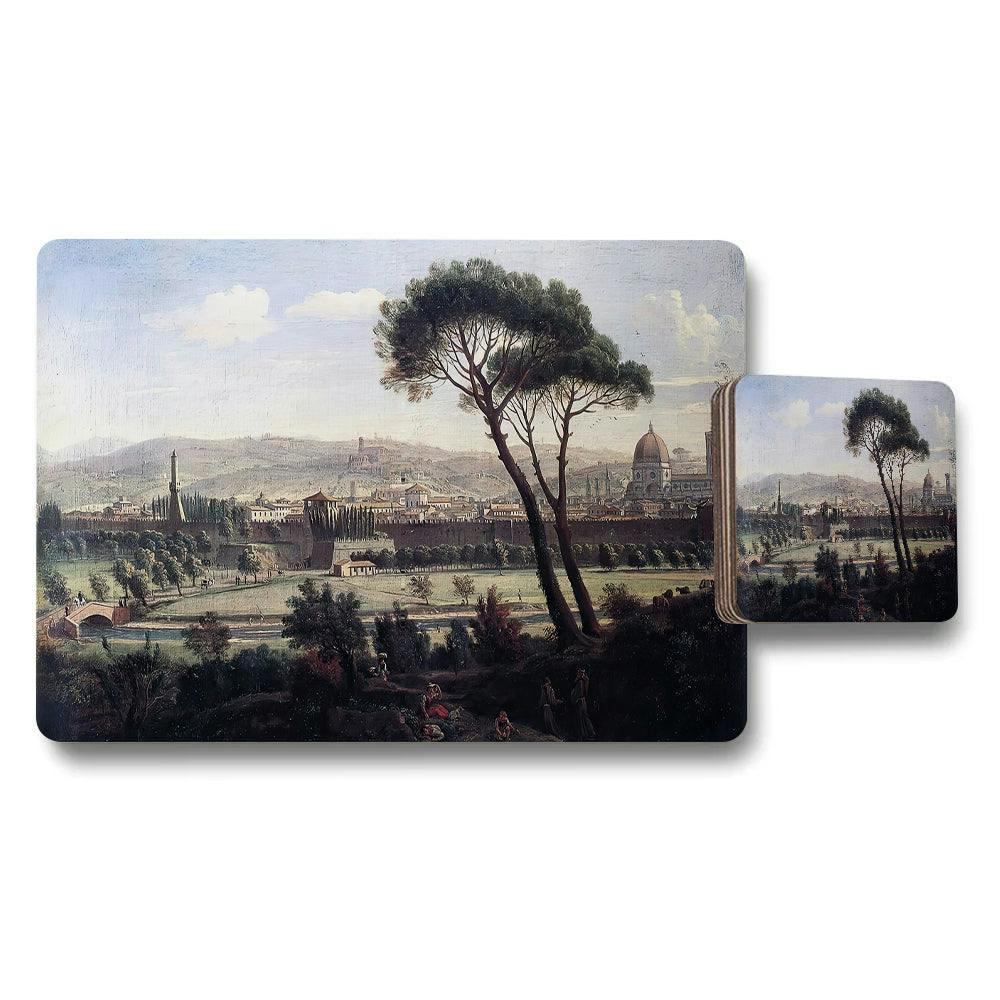 Rackhams Rome Cityscape Placemat And Coaster Set With Landscape Art