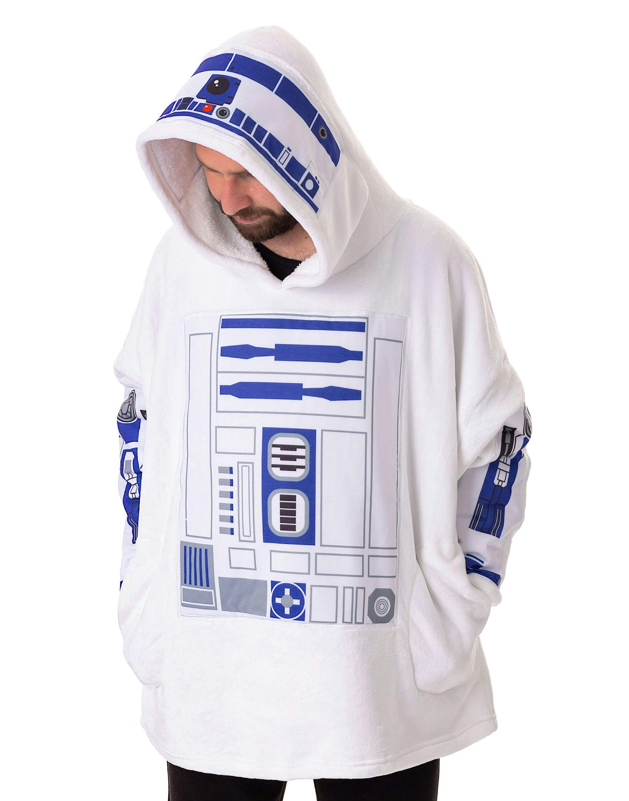 Vanilla Underground Unisex White Star Wars R2d2 Blanket Hoodie (One Size)