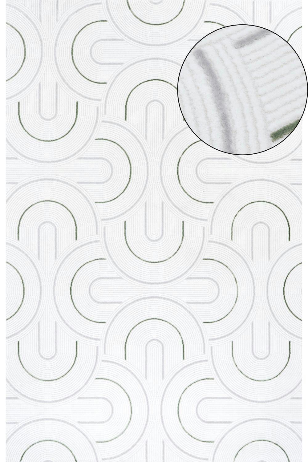 The Rugs White/Green Carmel - Geometric Rug | 6070 - 160X230 Cm