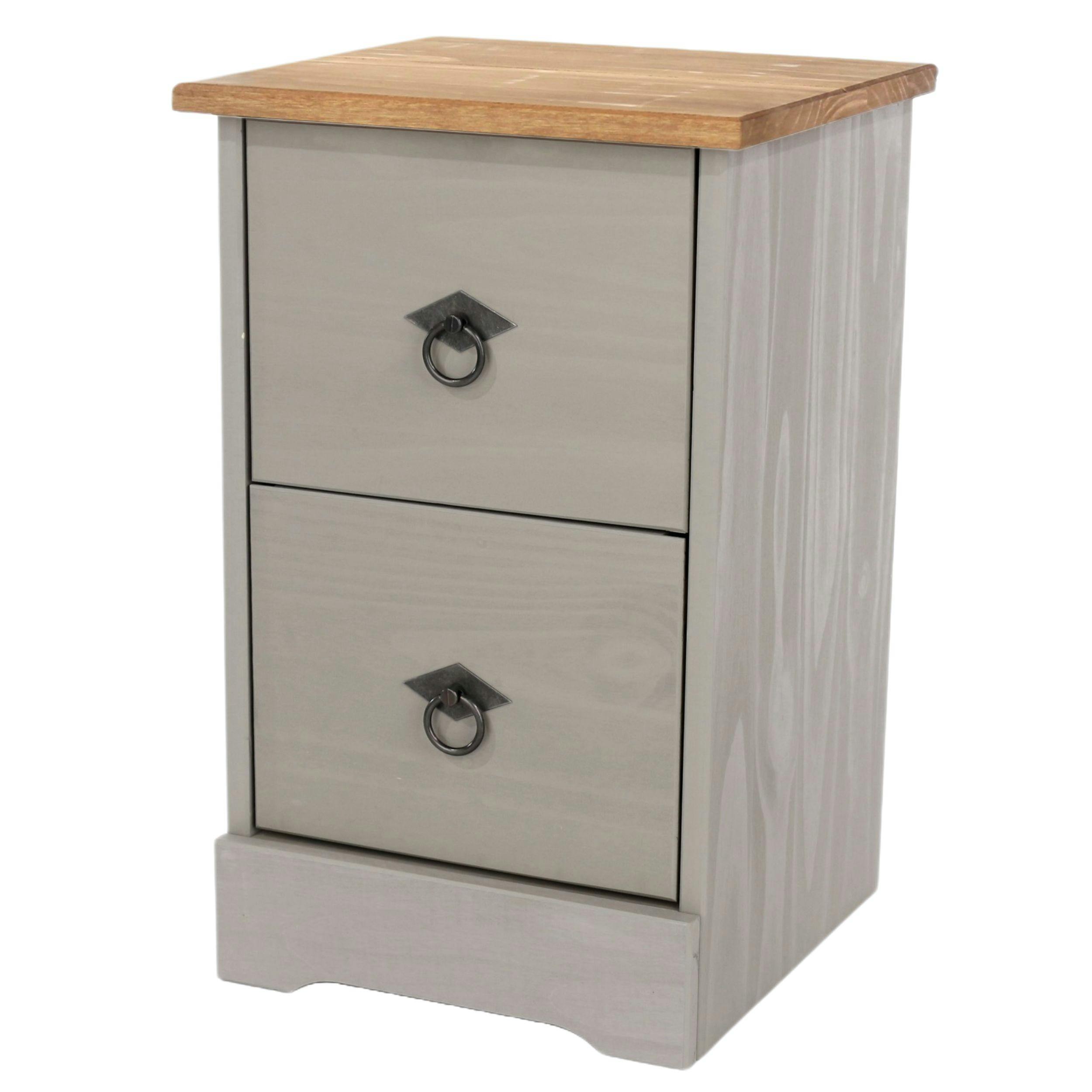 Rackhams Grey Corona Modern 2-Drawer Bedside Cabinet