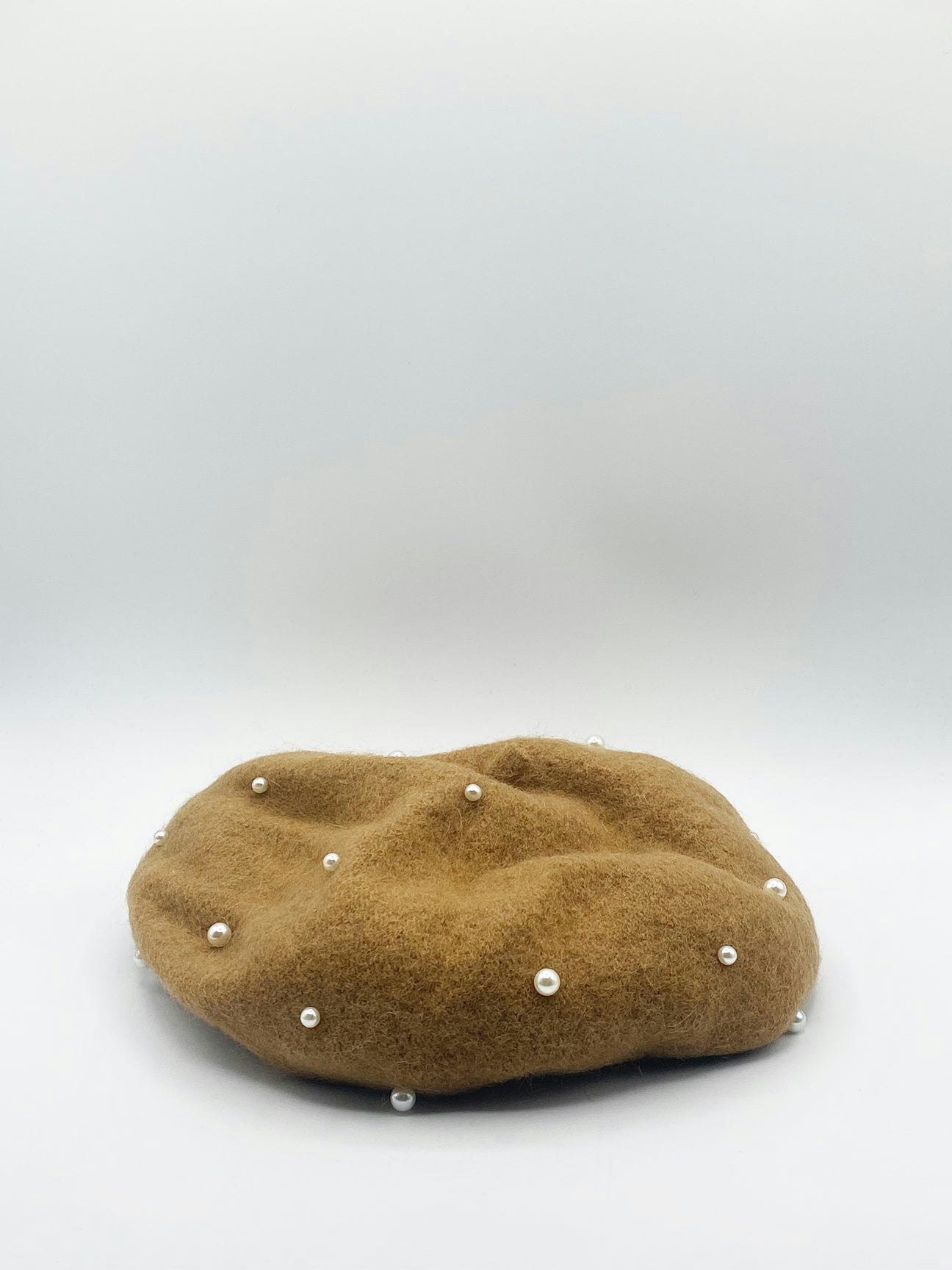 Svnx Orange Faux Pearl Felt Beret