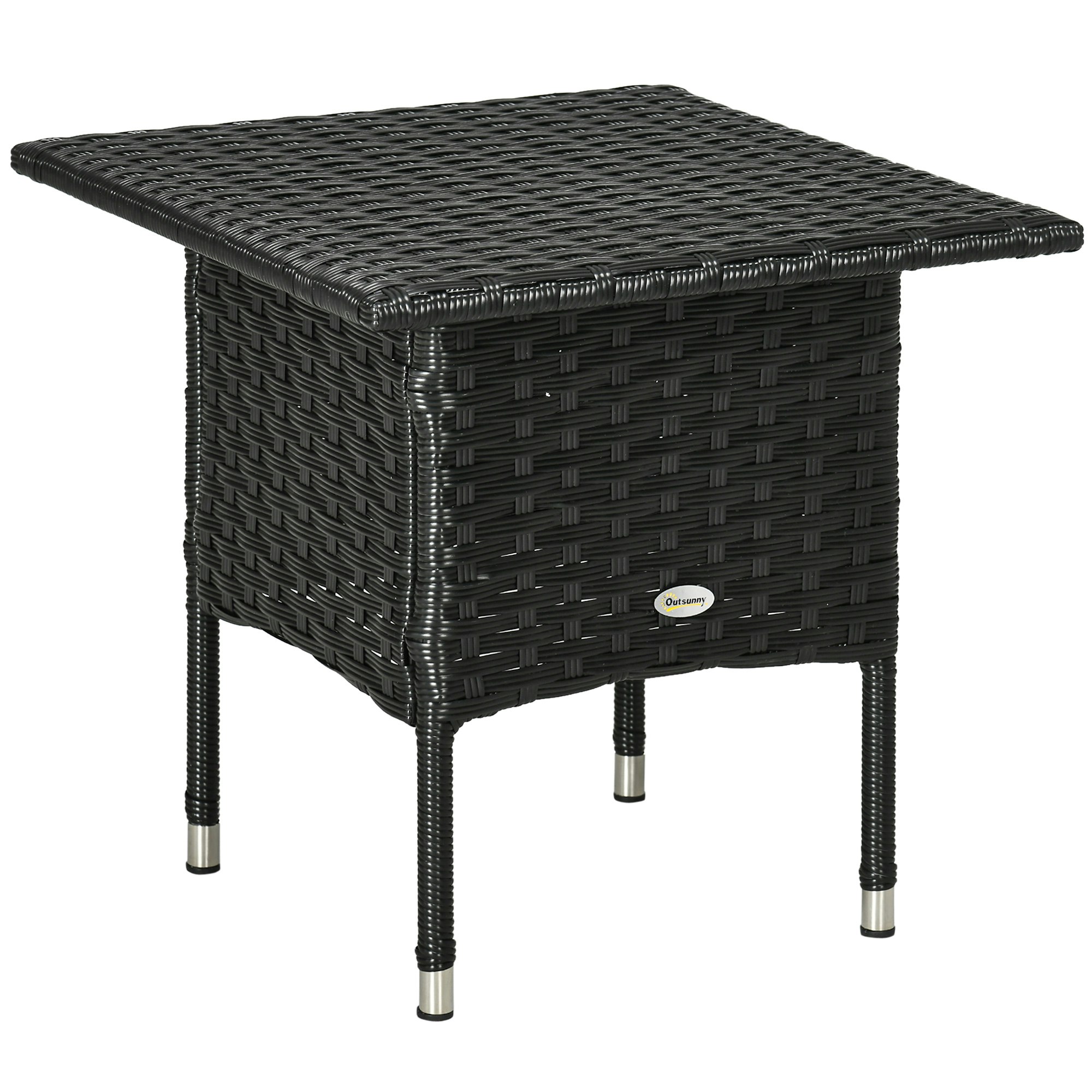 Rackhams Black Pe Rattan Outdoor Coffee Table, Easy Match Rattan Side Table, - Galvanised Steel, Pe Rattan 50Cmx50cmx47cm