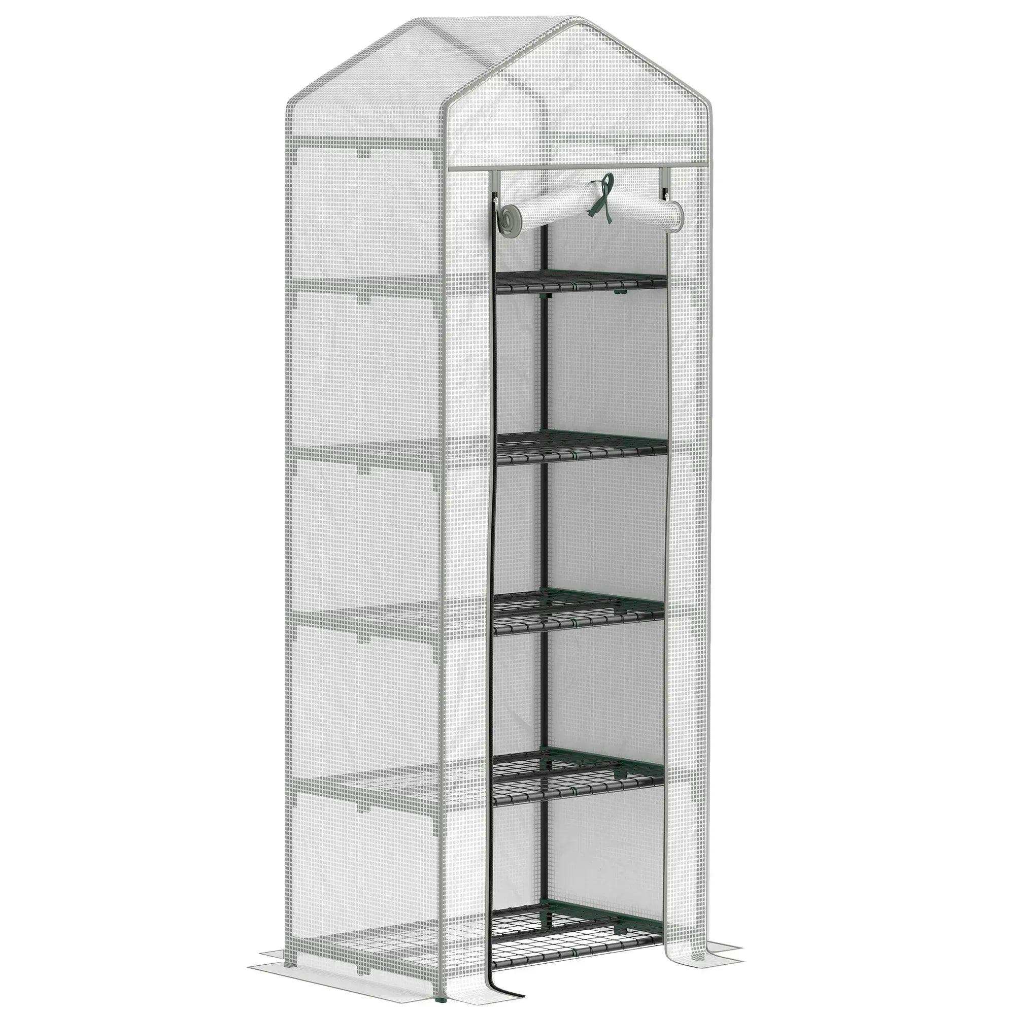 Photos - Inventory Storage & Arrangement Outsunny Rackhams 193cm Five Shelf Mini Greenhouse - White - White, Grey
