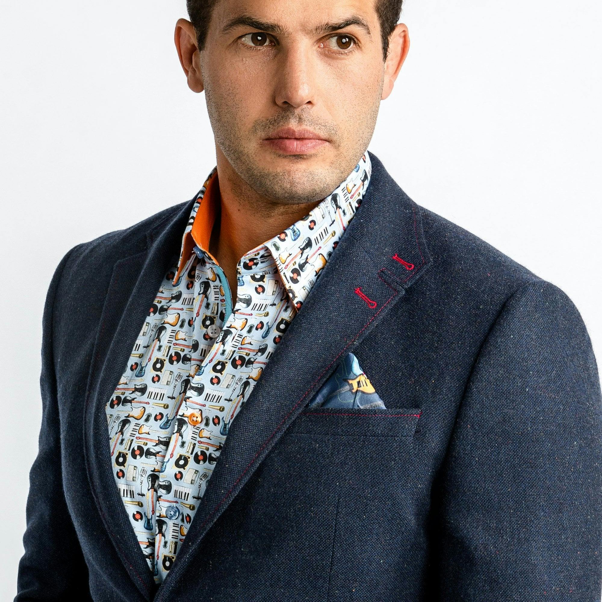 Claudio Lugli Flecked Wool Jacket - Navy - 56 Uk/ 66 Eu
