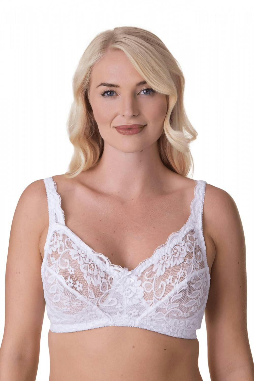 Camille Women's White Soft Lace Cup Non-Wired Bra - 36B