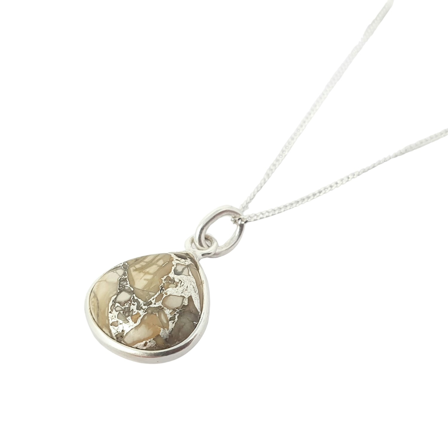 Harfi White/Silver Howlite Sterling Gemstone Charm Necklace