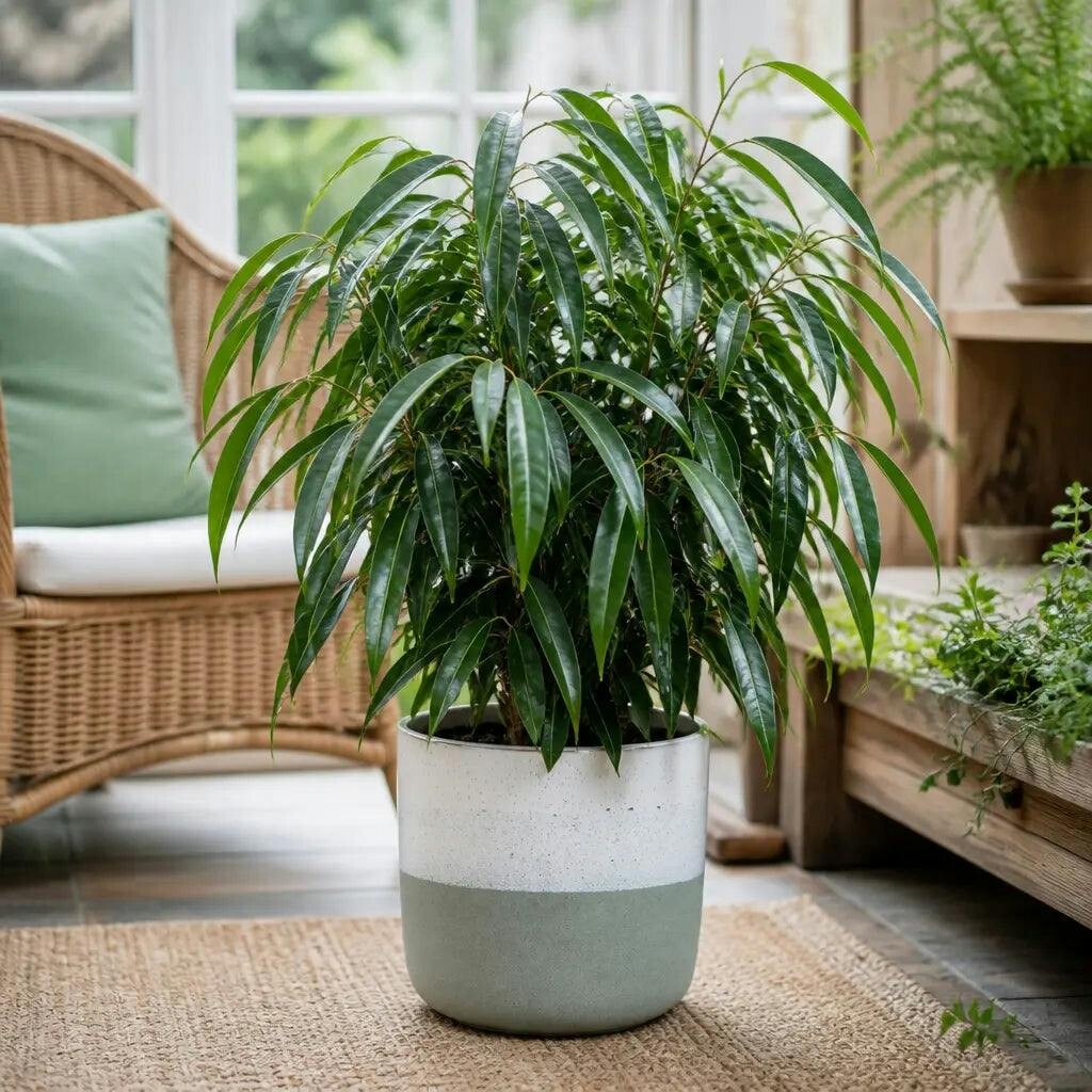 Green Ficus Binnendijks Narrow Leaf Fig 5L – Elegant Indoor Houseplant - Stoneware Pot