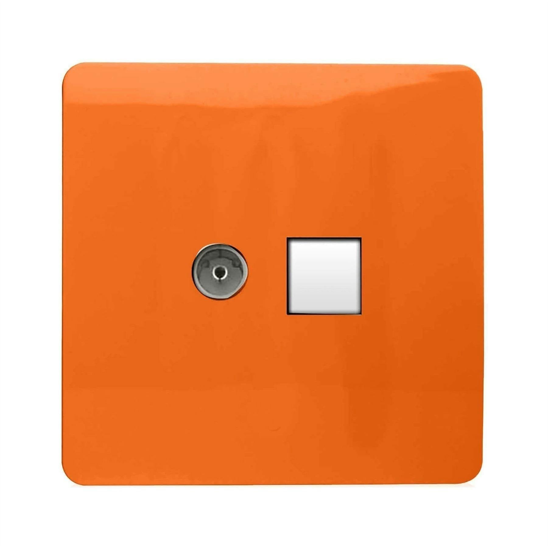 Trendi Switch 2 Gang Tv Co-Axial & Rj45 Cat 6 Modern Designer Pc Ethernet Socketsin Sunset Orange - Image 3