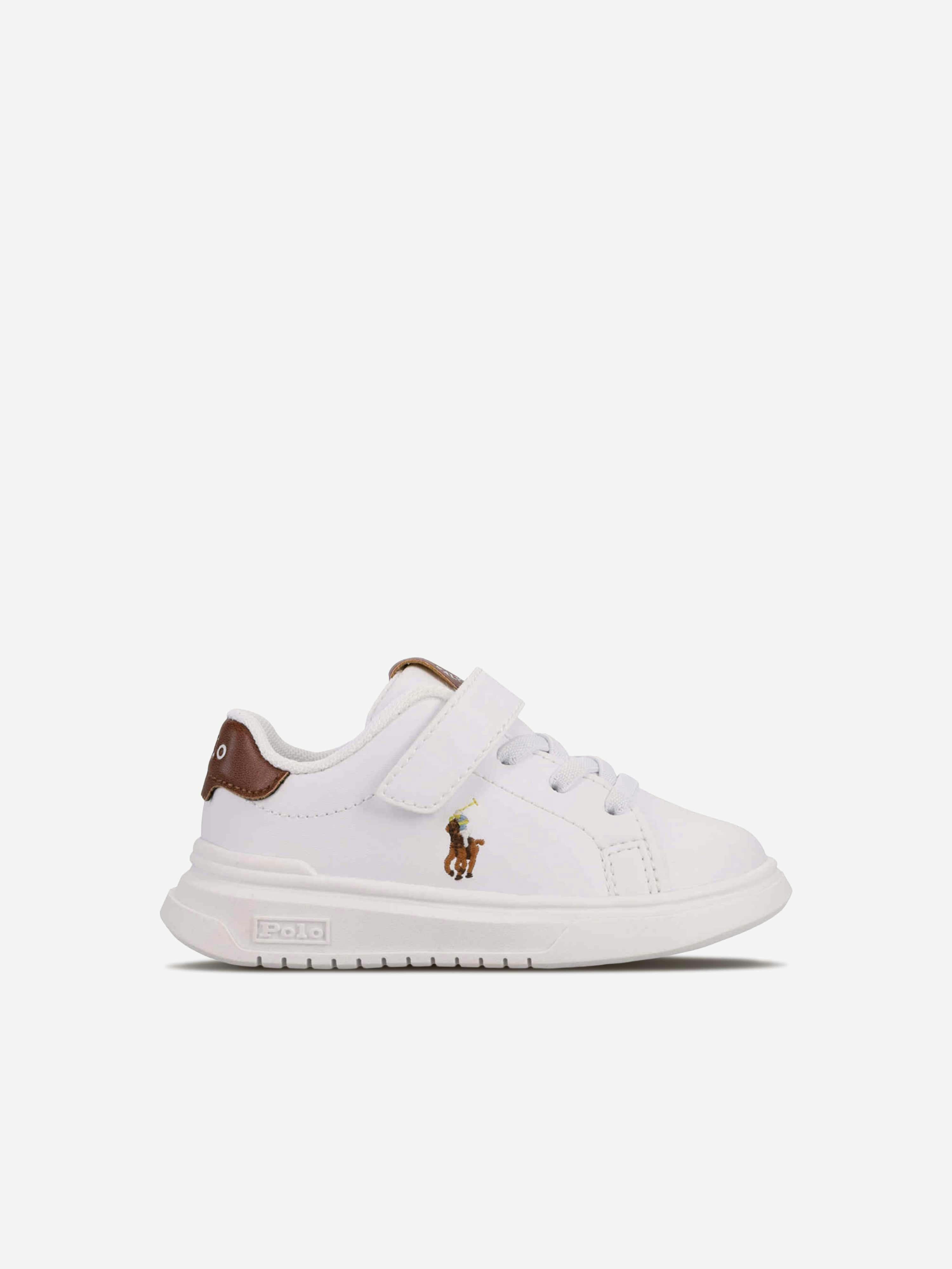 Ralph Lauren Kids Boys White Heritage Court Super Ps Trainers In - Eu 28 Uk 11 Us 11.5
