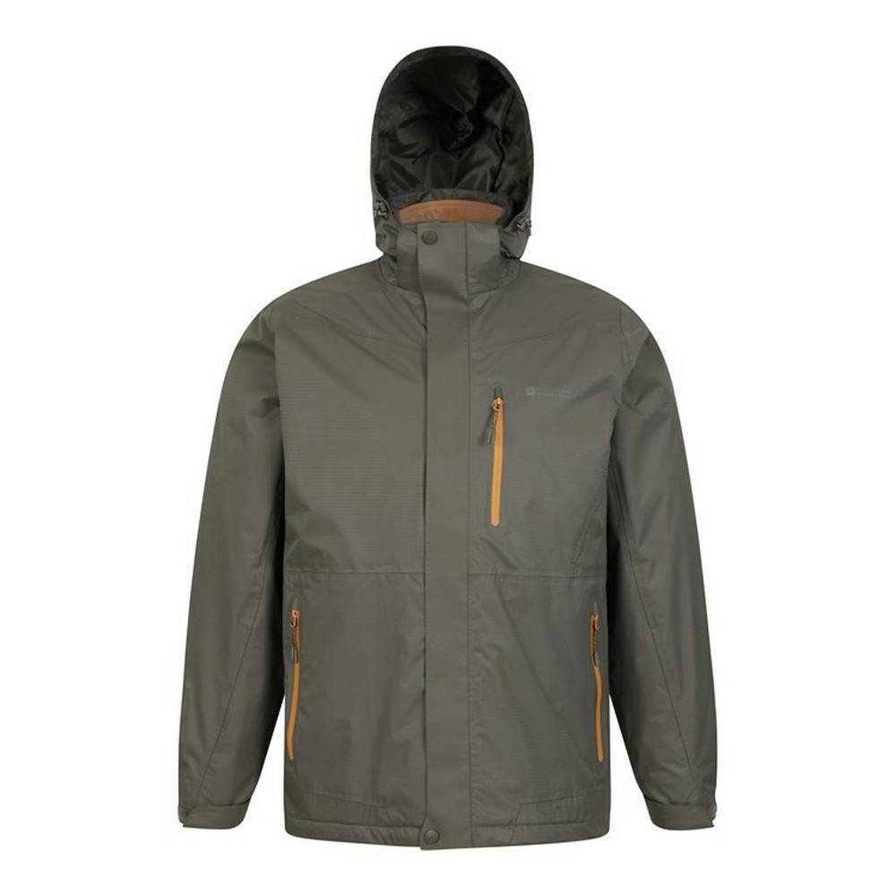 Mountain Warehouse Men's Dark/Green Bracken Extreme 3 In 1 Waterproof Jacket - Xxs - 96% Polyester/4% Elastane