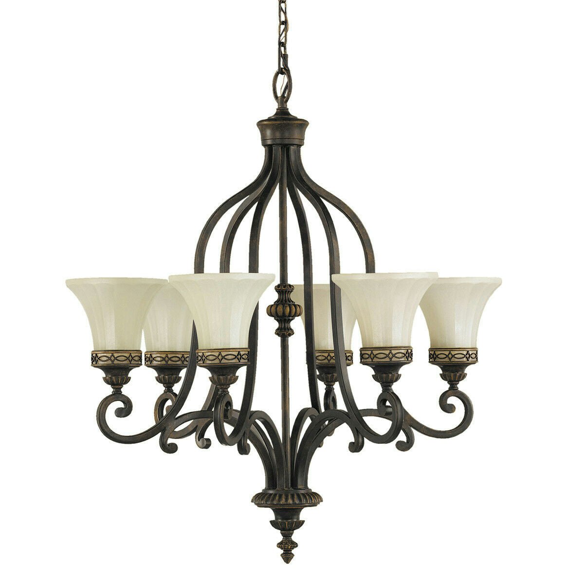 Rackhams Light Bulb Chandelier Hanging Pendant Walnut Led E27 60W Bulb Size 6