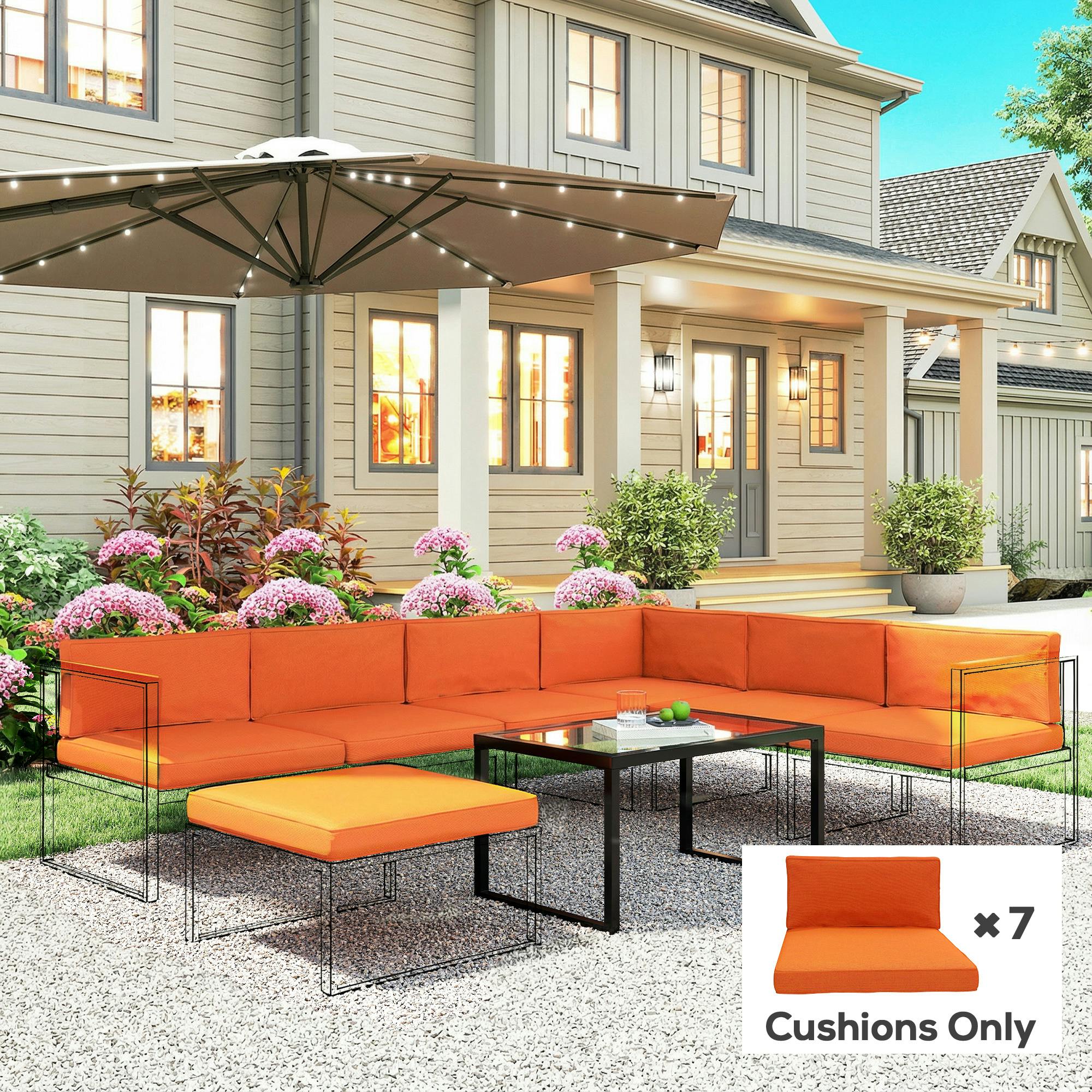 Rackhams Orange Replacement Cushions For Outdoor Furniture Garden Seat Cushion Pad - Polyester - Outdoor Seat Cushion Set
