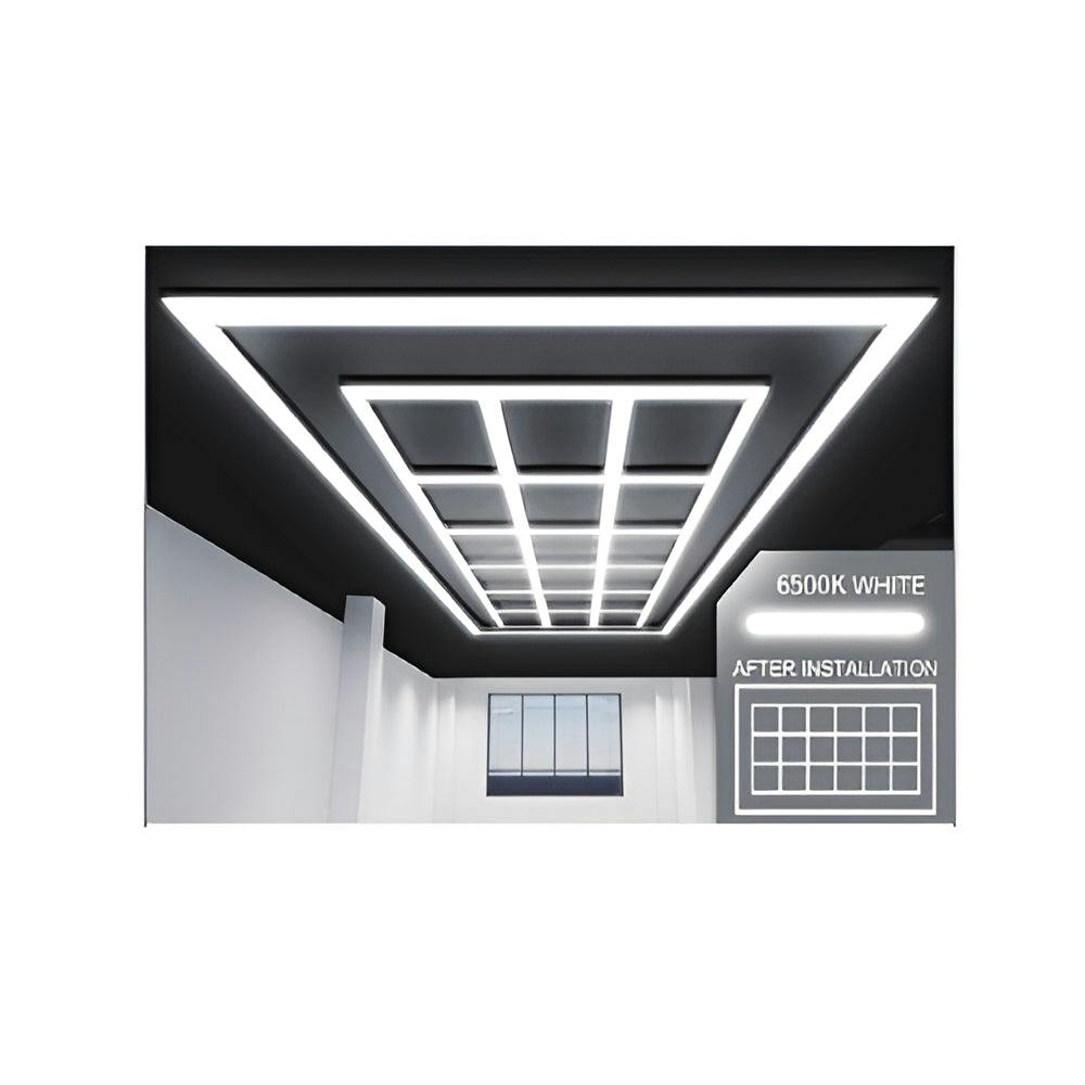 Rackhams Light 576W Designer Led Ceiling With Frame, 18 Square Grid With Border, Commercial Interior Ing