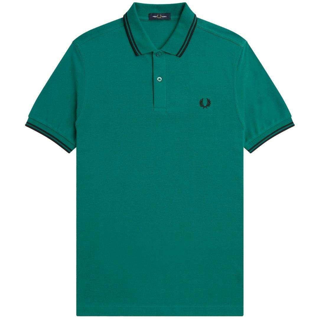Fred Perry Men's Green Double Tipped Collar Polo Shirt - Mint - Mint - Xs - 100% Cotton