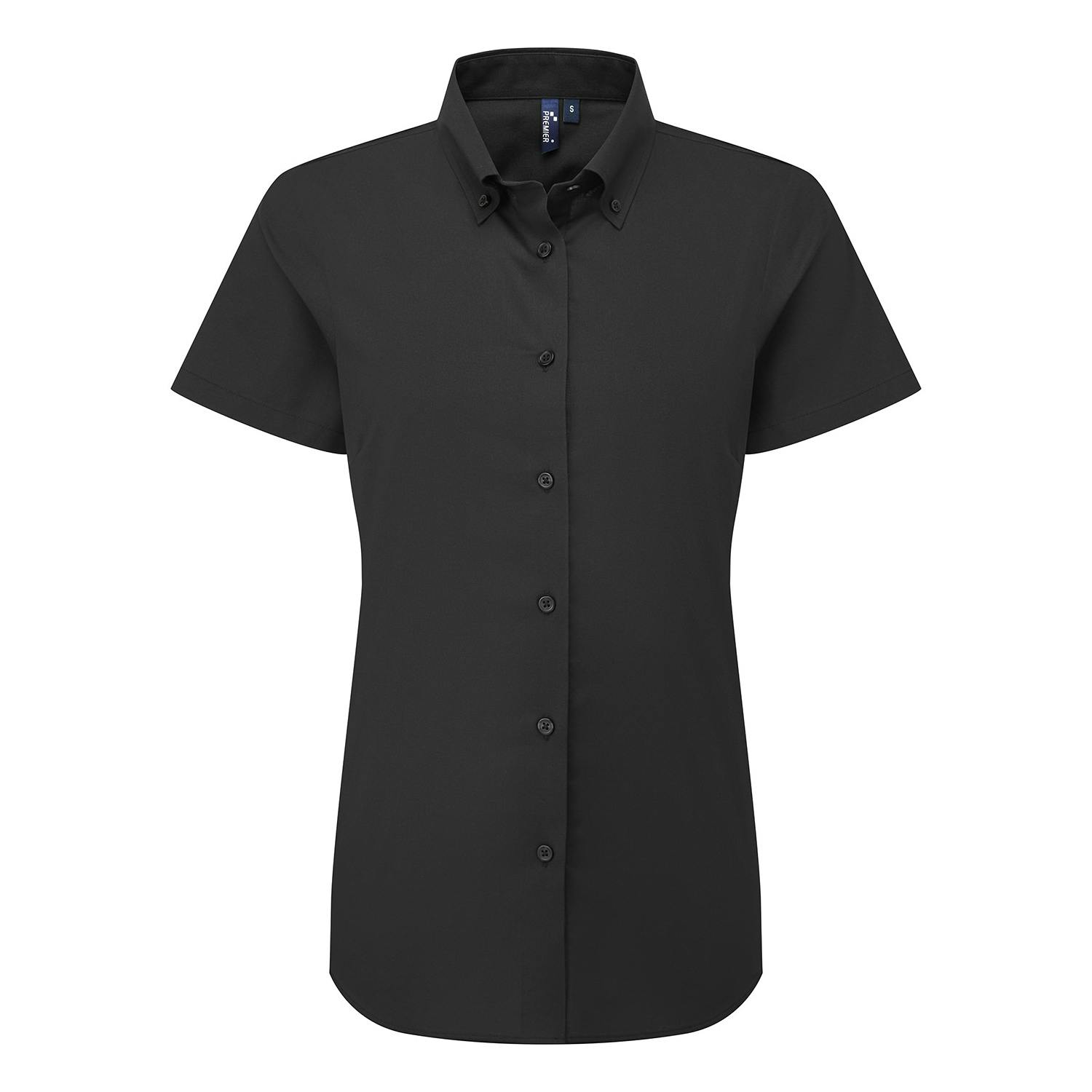 Premier Women's Black Supreme Oxford Short-Sleeved Formal Shirt In | Size: 3XL - Image 2