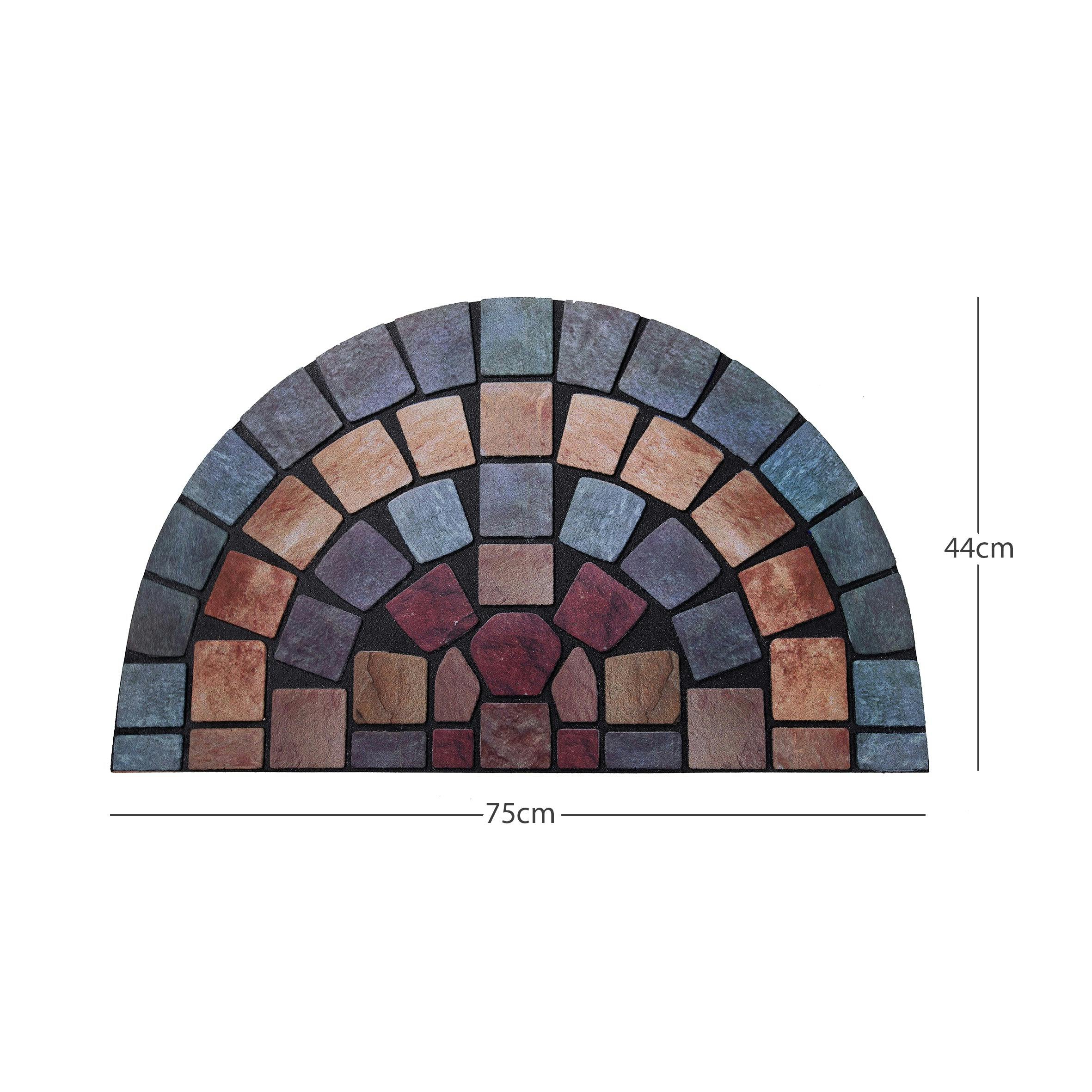 Nicoman Blue Elegant Tile Effect Doormat - Edge - 75X44cm Half Moon
