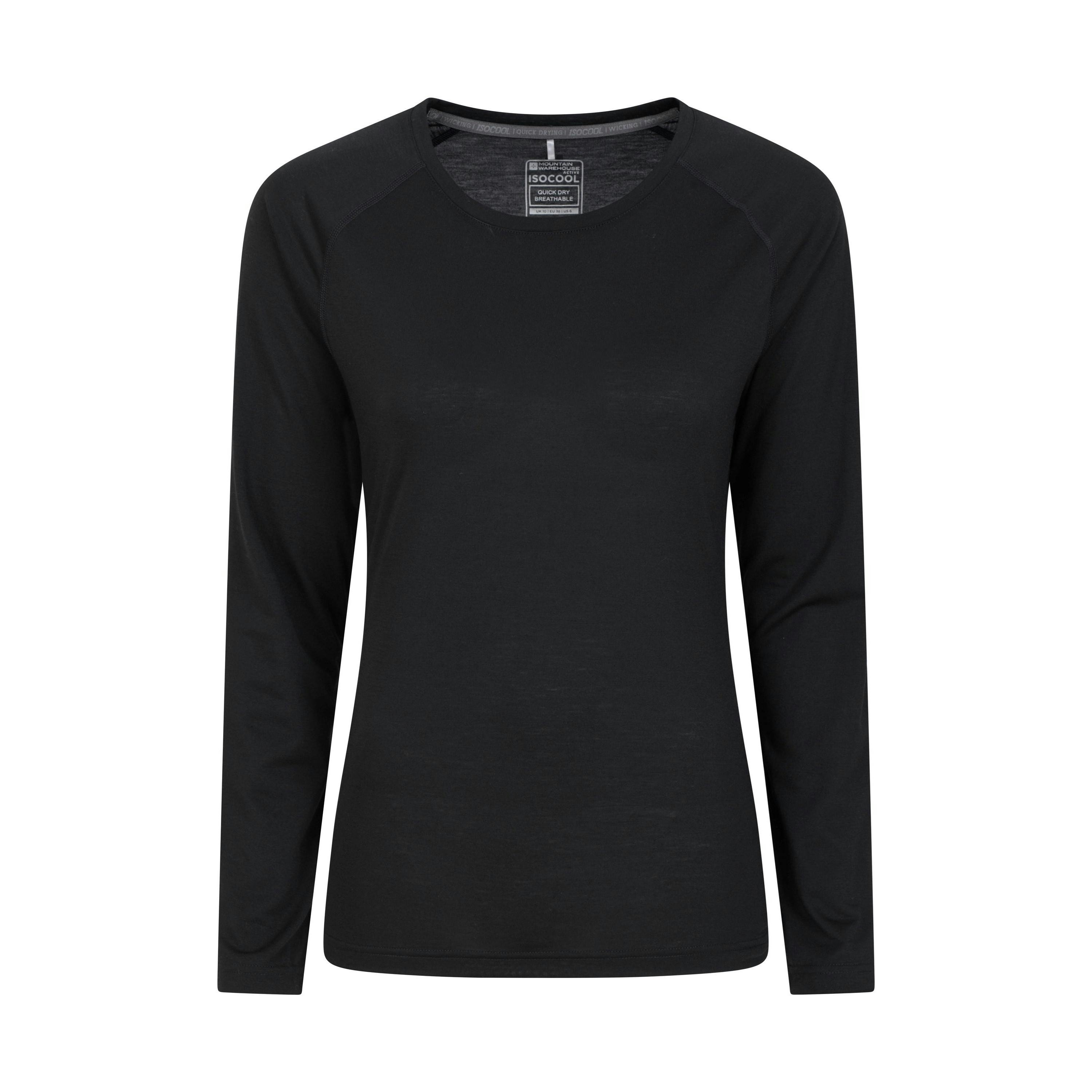 Mountain Warehouse Women's Black / Quick Dry Long-Sleeved Top - 14 Uk - 95% Polyester/5% Elastane