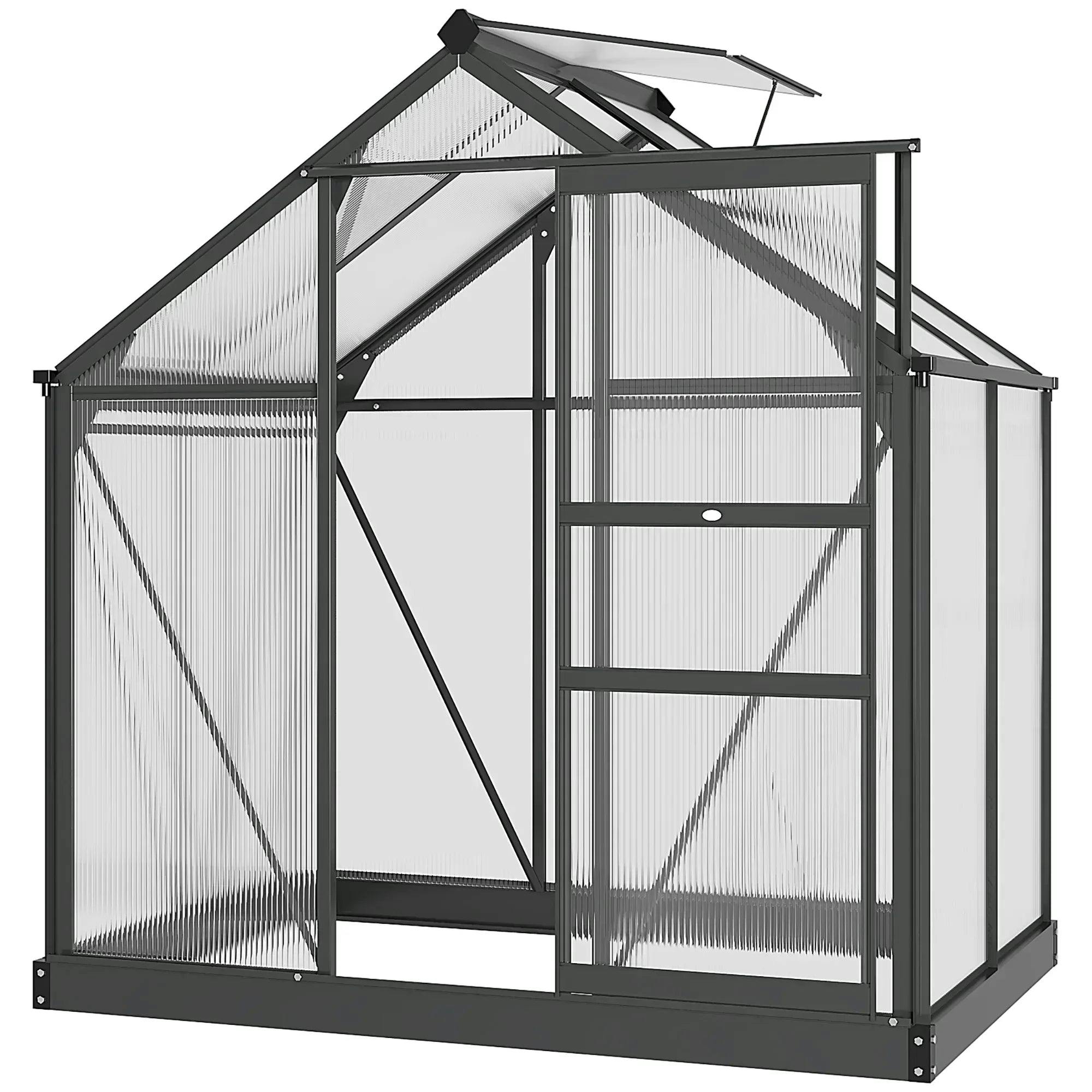 Outsunny Unisex Grey Walk-In Polycarbonate Greenhouse Plant Grow Galvanized Aluminium In - Image 8