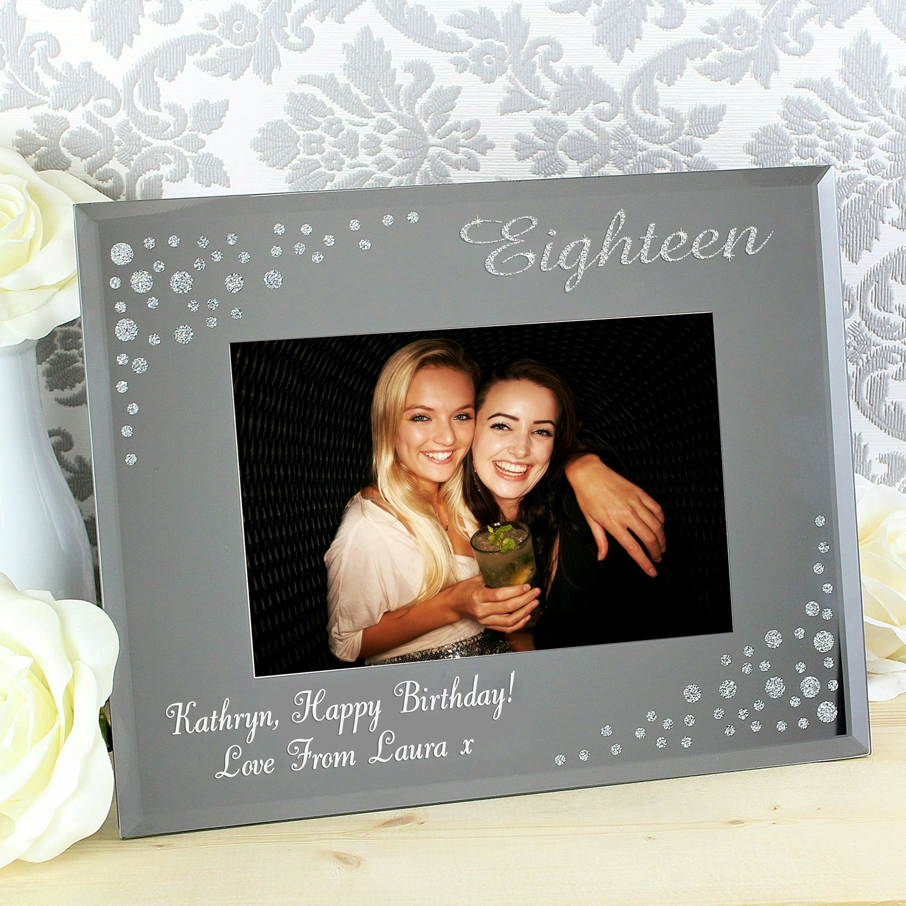 Personalised Memento Company Personalised Eighteen Diamante 6X4 Glass Photo Frame