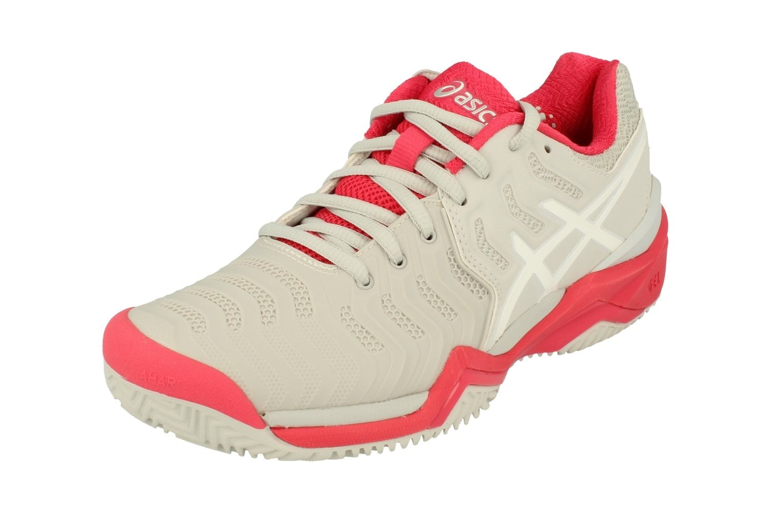 Asics Women's Grey/White/Red Gel-Resolution 7 Clay Tennis Shoes E752y Sneakers Trainers 9601 - Uk 4 | Us 6 | Eu 37
