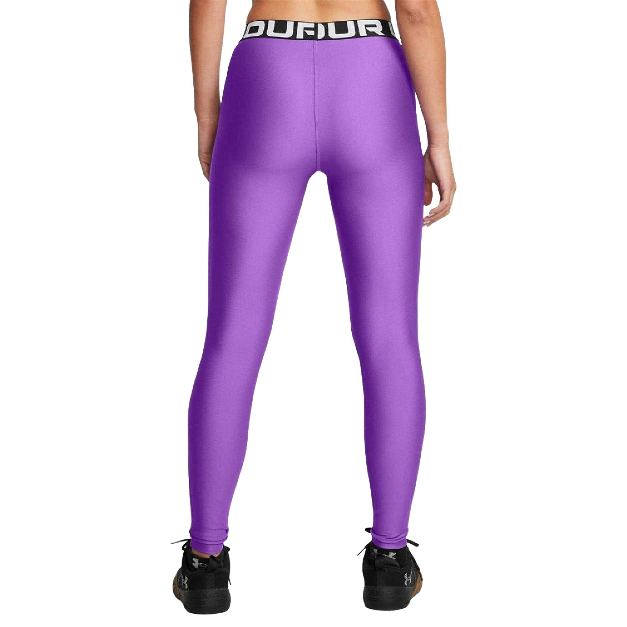 Under Armour Women's Purple / Heatgear Shine Leggings - 0 Uk - 2 Uk - 86% Polyester/14% Elastane