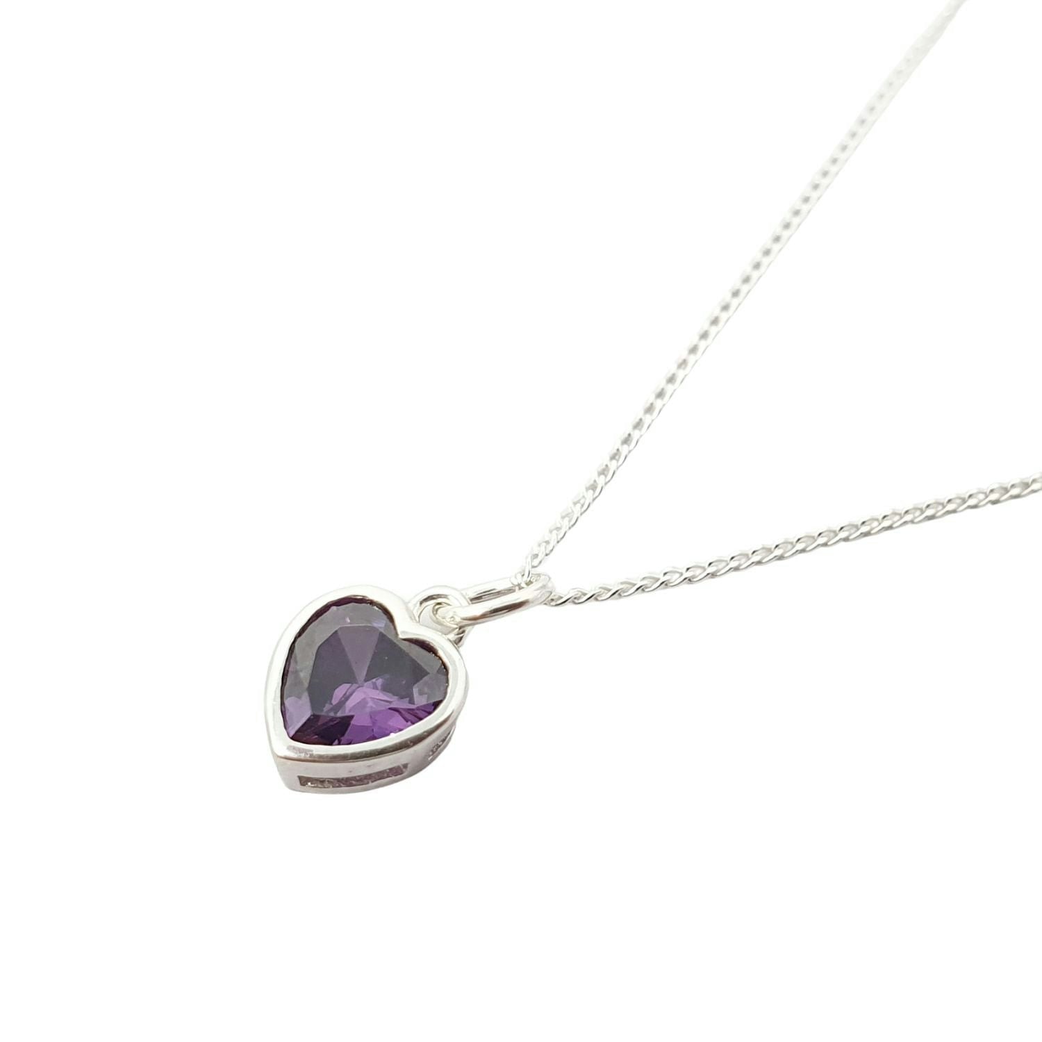 Harfi Silver Mini Heart Amethyst February Birthstone Necklace