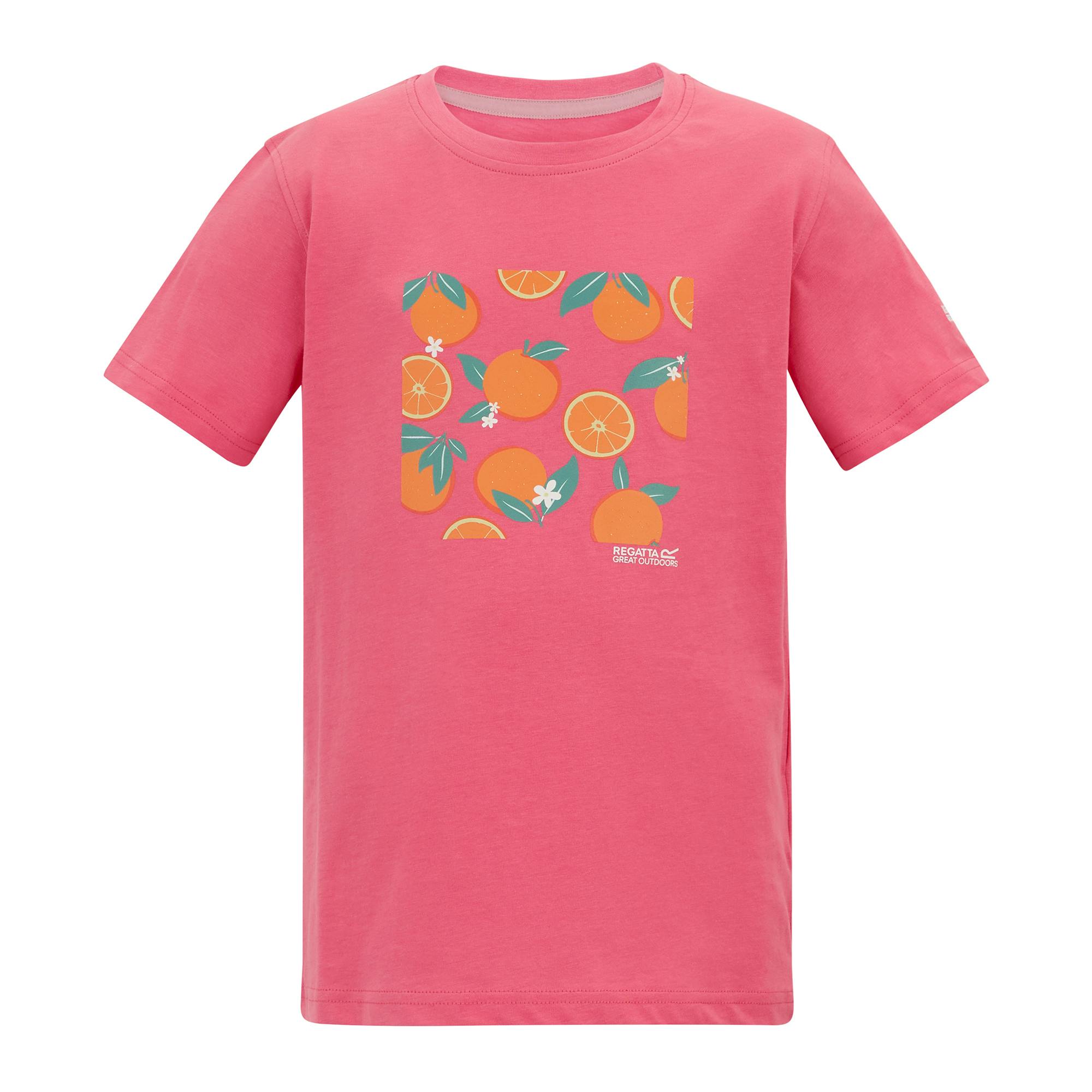 Regatta Orange/Pink Kids Bosley T-Shirt - Lemonade - 3-4 Years - Lemonade - 100% Cotton