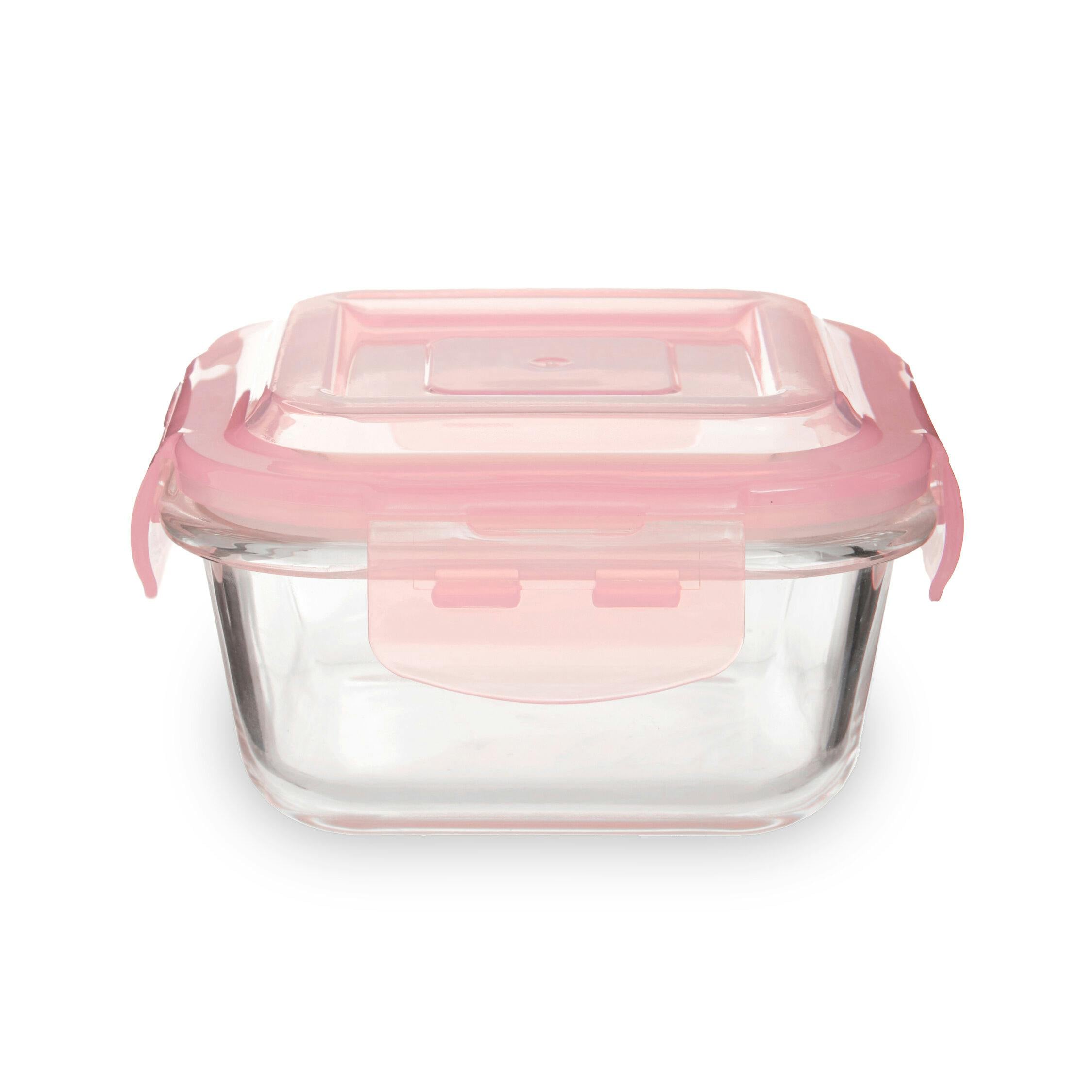 Interiors By Ph Set Of 10 Glass Food Containers - Clear - Pink Lids - Airtight Silicone Seal - Image 2