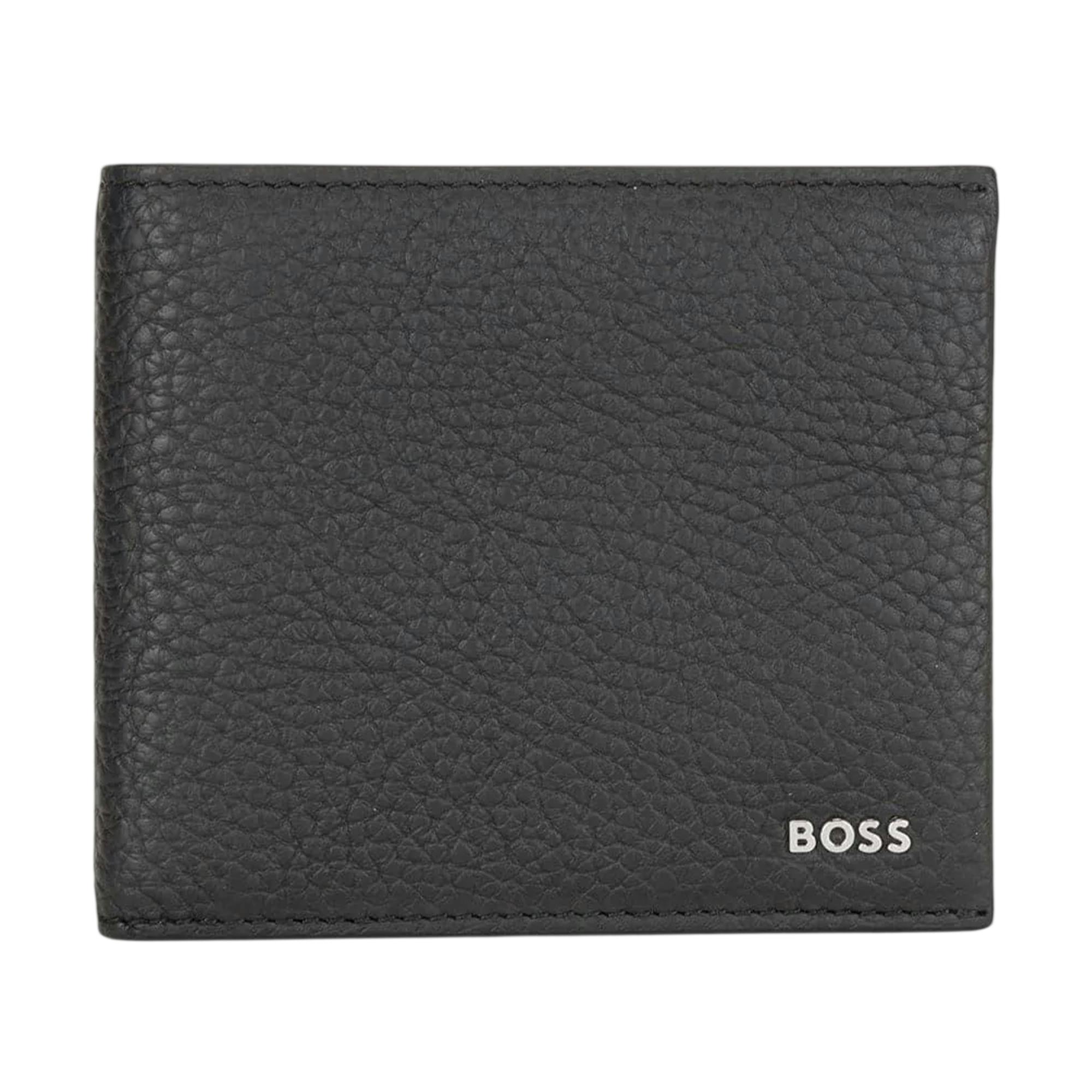 Boss Crosstown Bi-Fold Leather Wallet - Navy - One Size - Navy - 100% Mixed