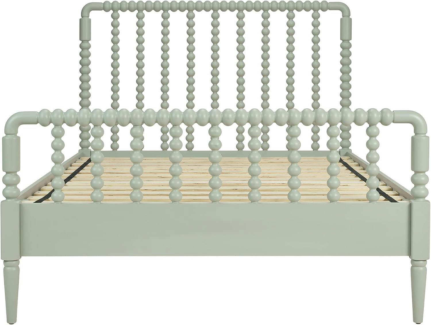 Statement Furniture Cromwell Wooden Bed Frame With Bobbin Design Headboard And Foot End - Pale Olive - King 5Ft