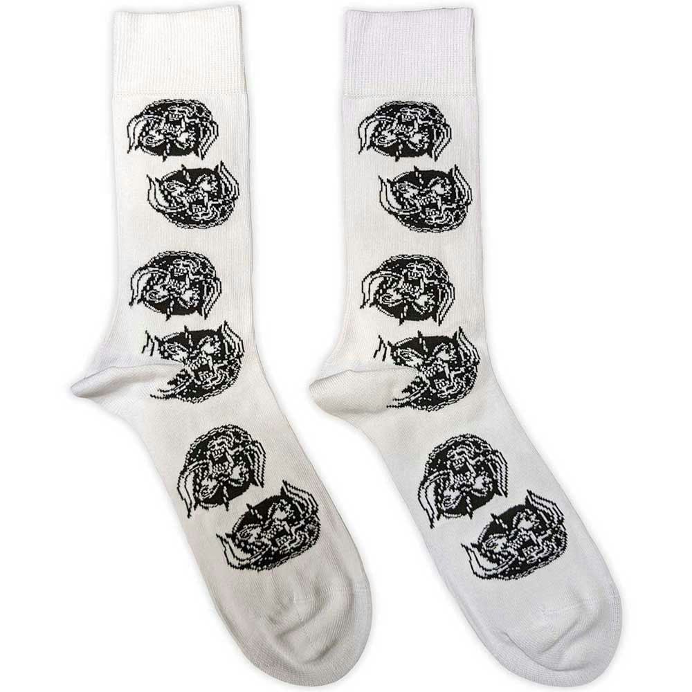 Paradiso Clothing Unisex White Motley Crue Motorhead Warpig Repeat Band Logo Ankle Socks