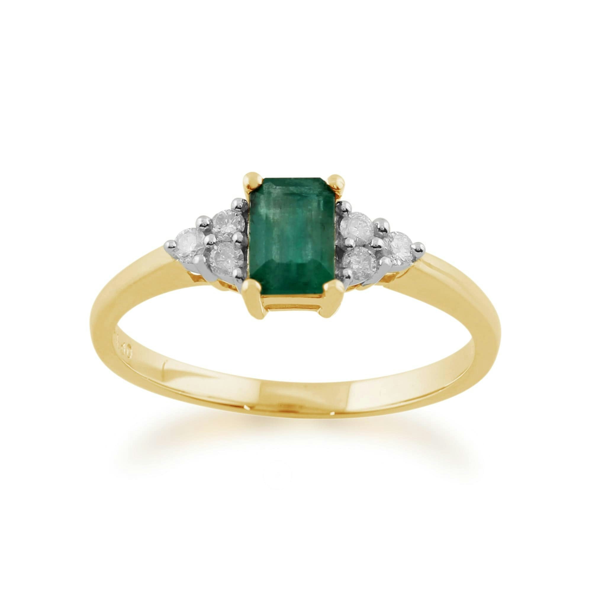 Gemondo Women's Yellow/Gold Classic Baguette Emerald & Diamond Ring In 9Ct - M