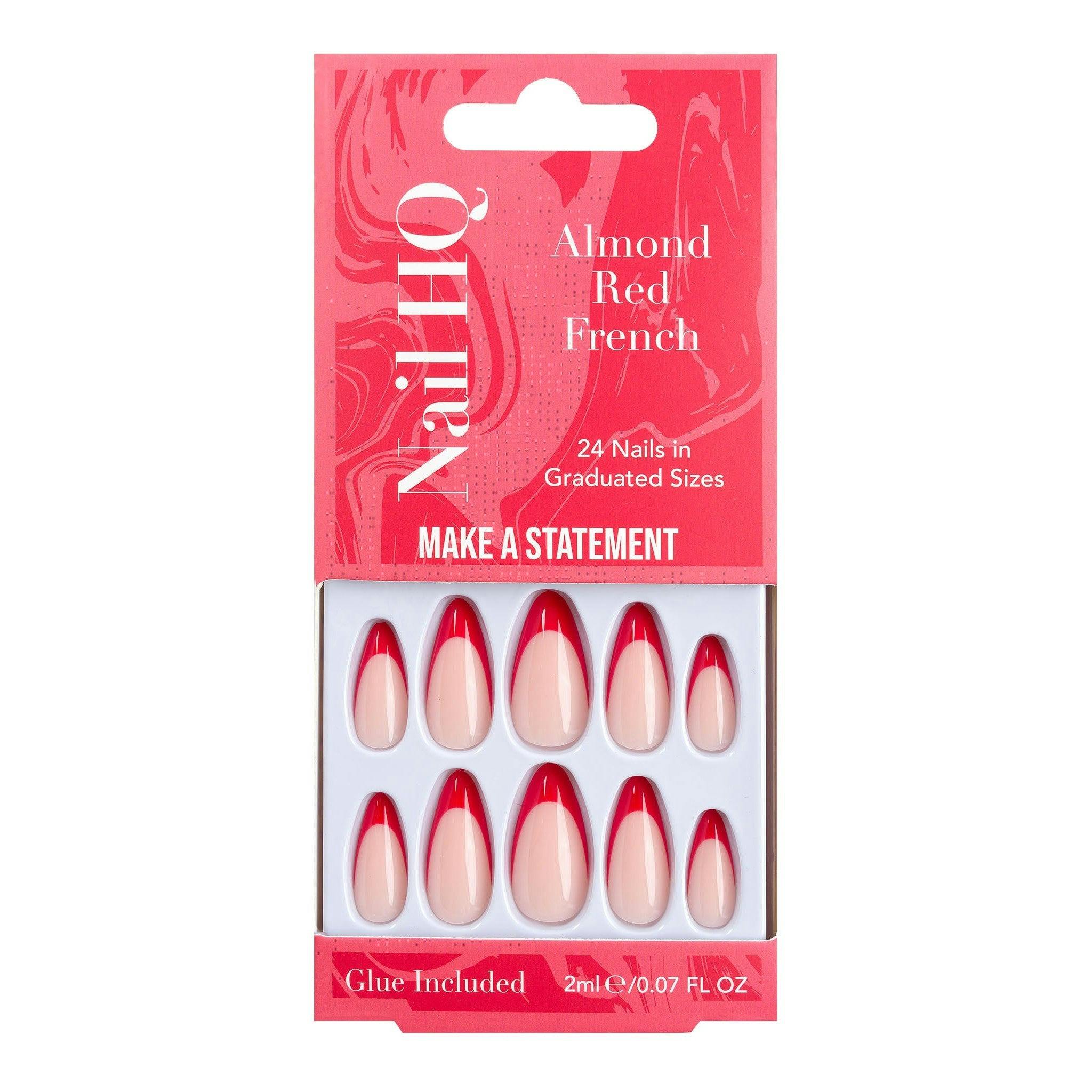 Nail Hq Red Almond French Nails (24 Pieces)